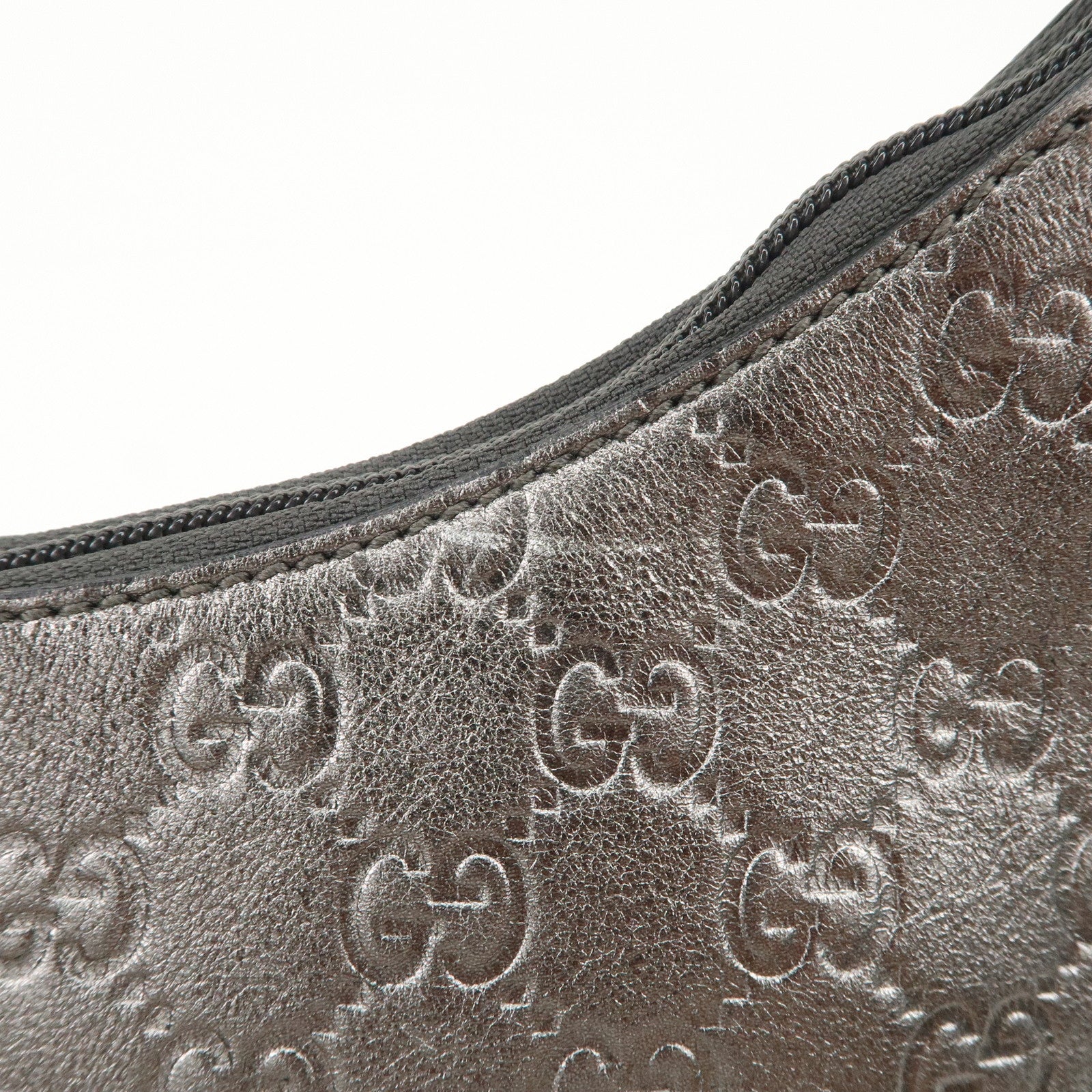 GUCCI Guccissima Leather Shoulder Bag Hand Bag Silver 240020