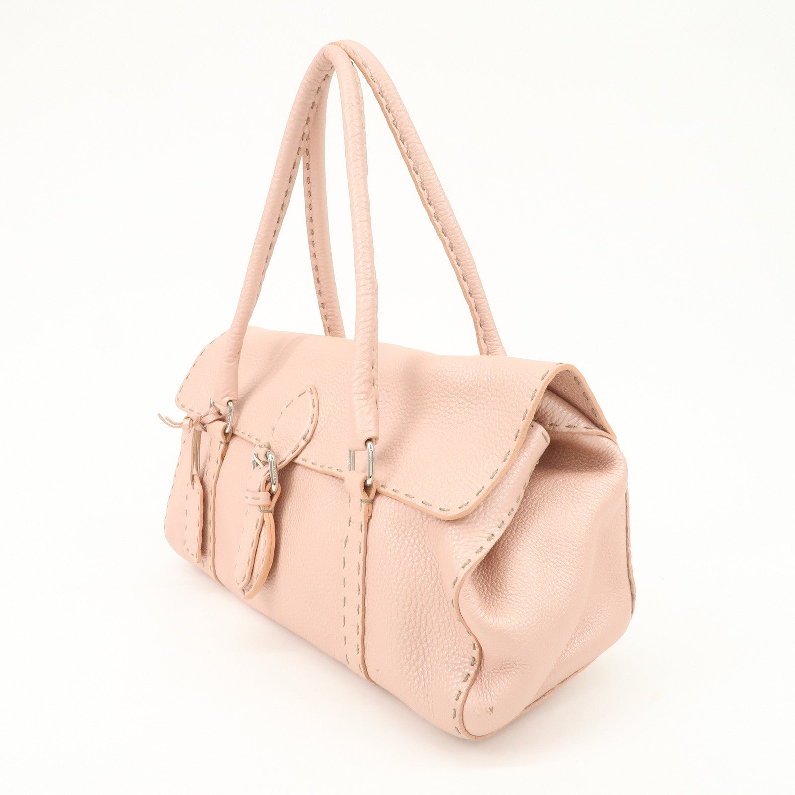 FENDI Seleria Linda Leather Shoulder Bag Hand Bag Pink 8BR442