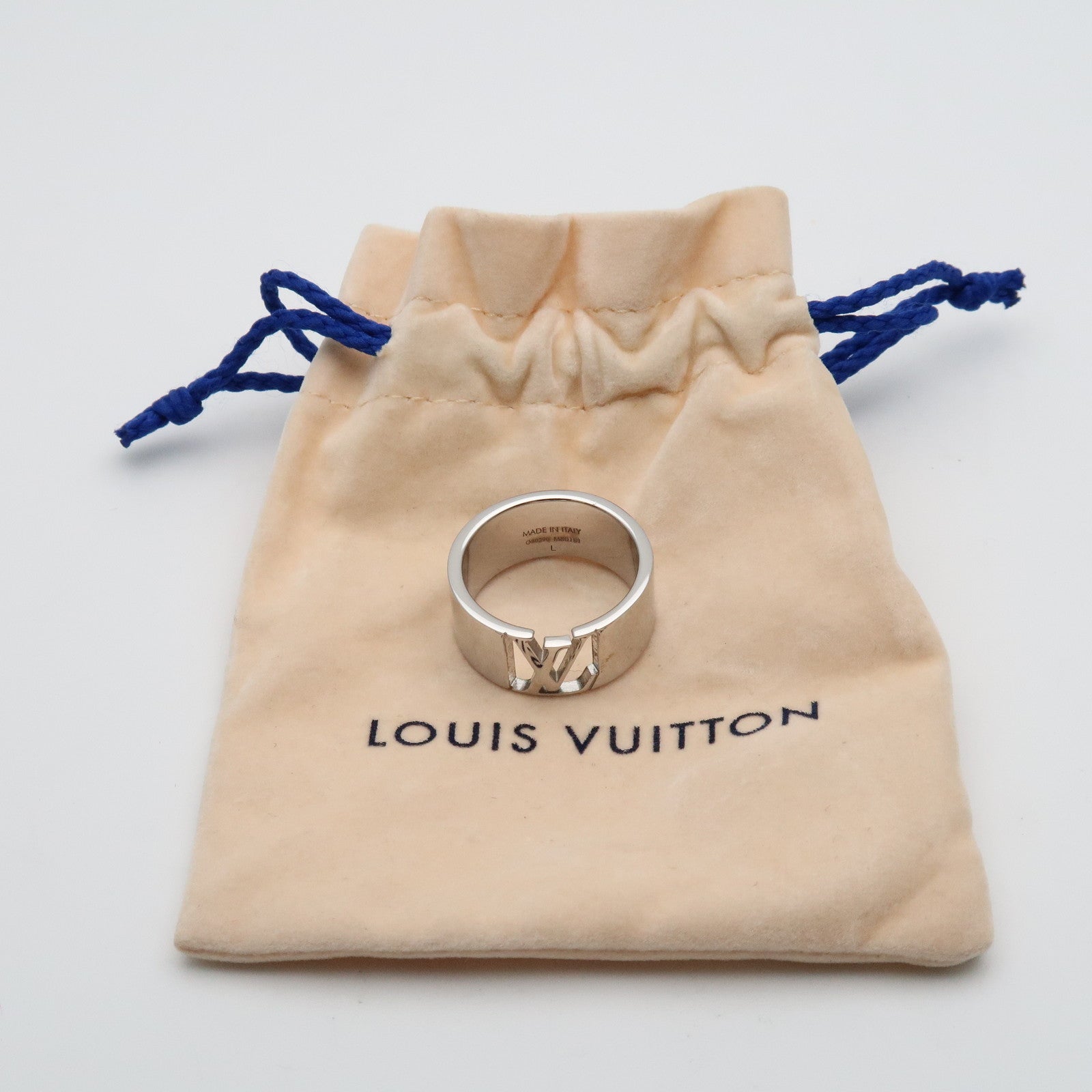 Louis Vuitton Bague Signature Ring L US10.5 Metal Silver M80181