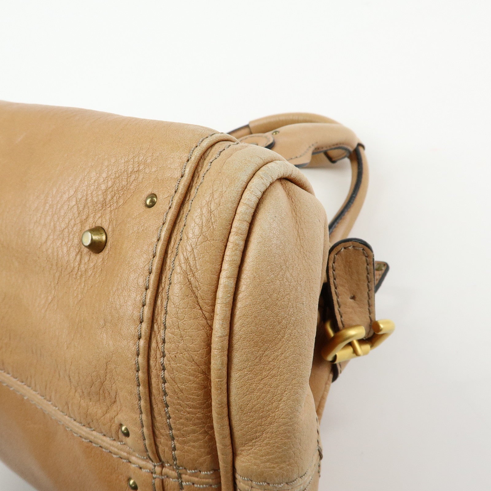 Chloe Paddington Leather Medium Shoulder Bag Boston Bag Light Brown