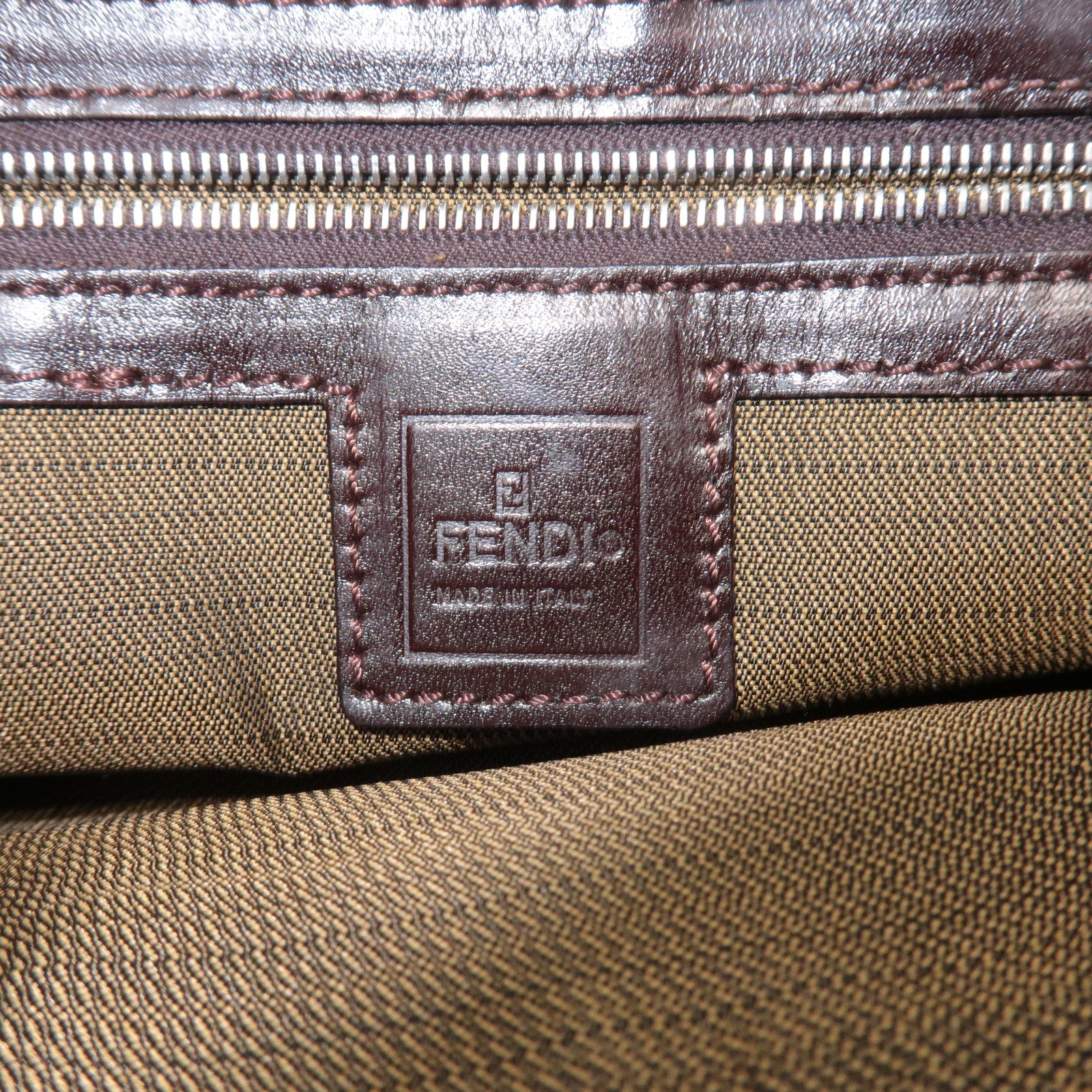 FENDI Zucca Canvas Leather Semi Shoulder Bag Black Brown 26566