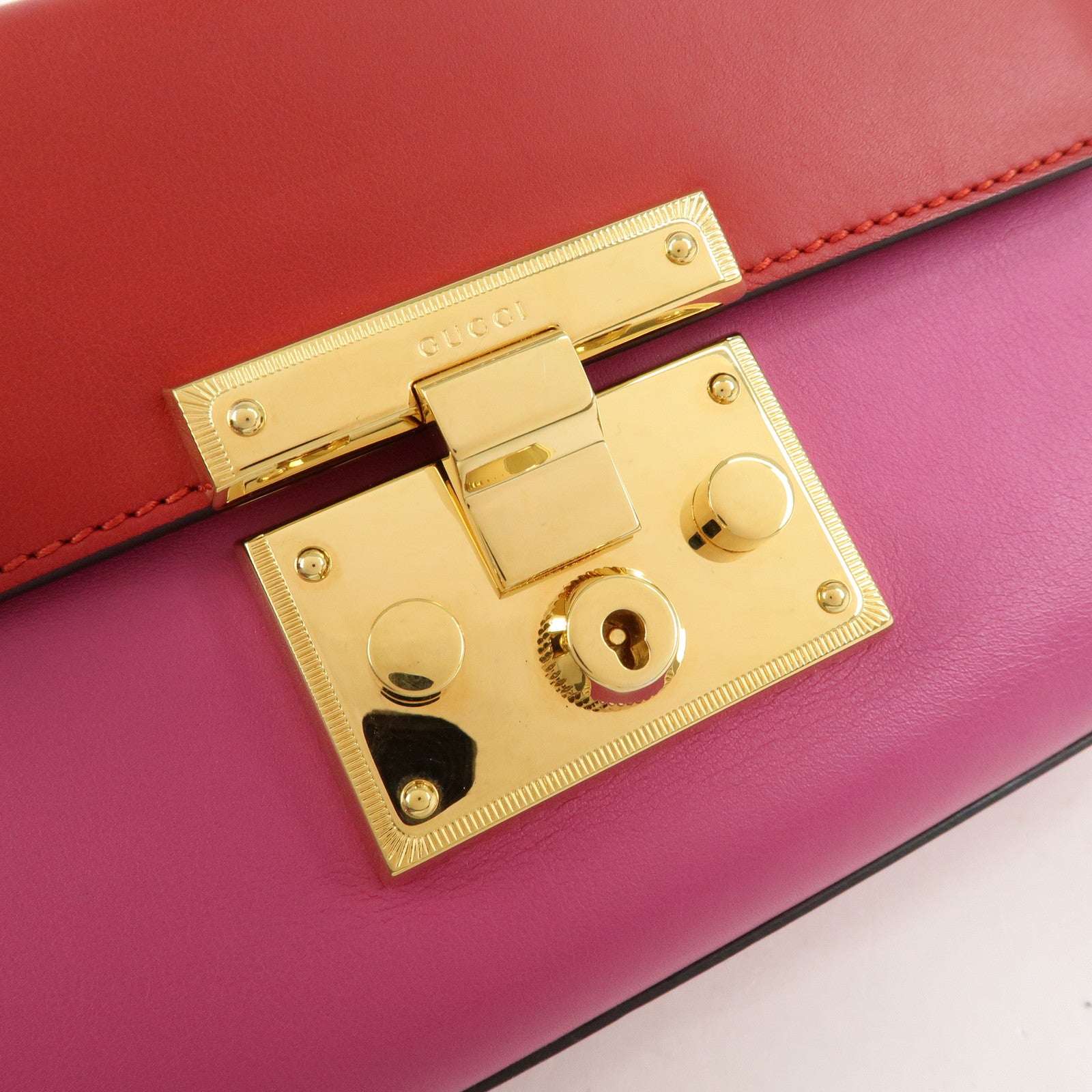 GUCCI Leather Chain Shoulder Bag Crossbody Bag Pink Red 409487