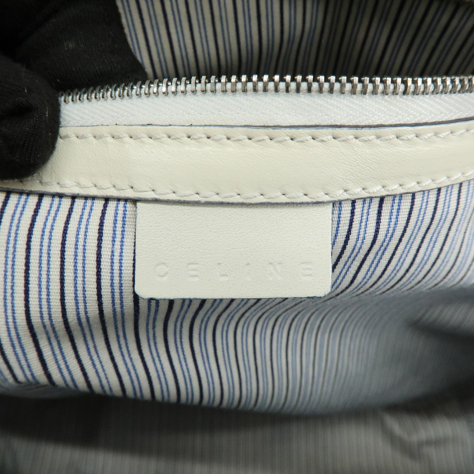 CELINE Hibiscus Motif Suede Leather Tote Bag Gray Ivory