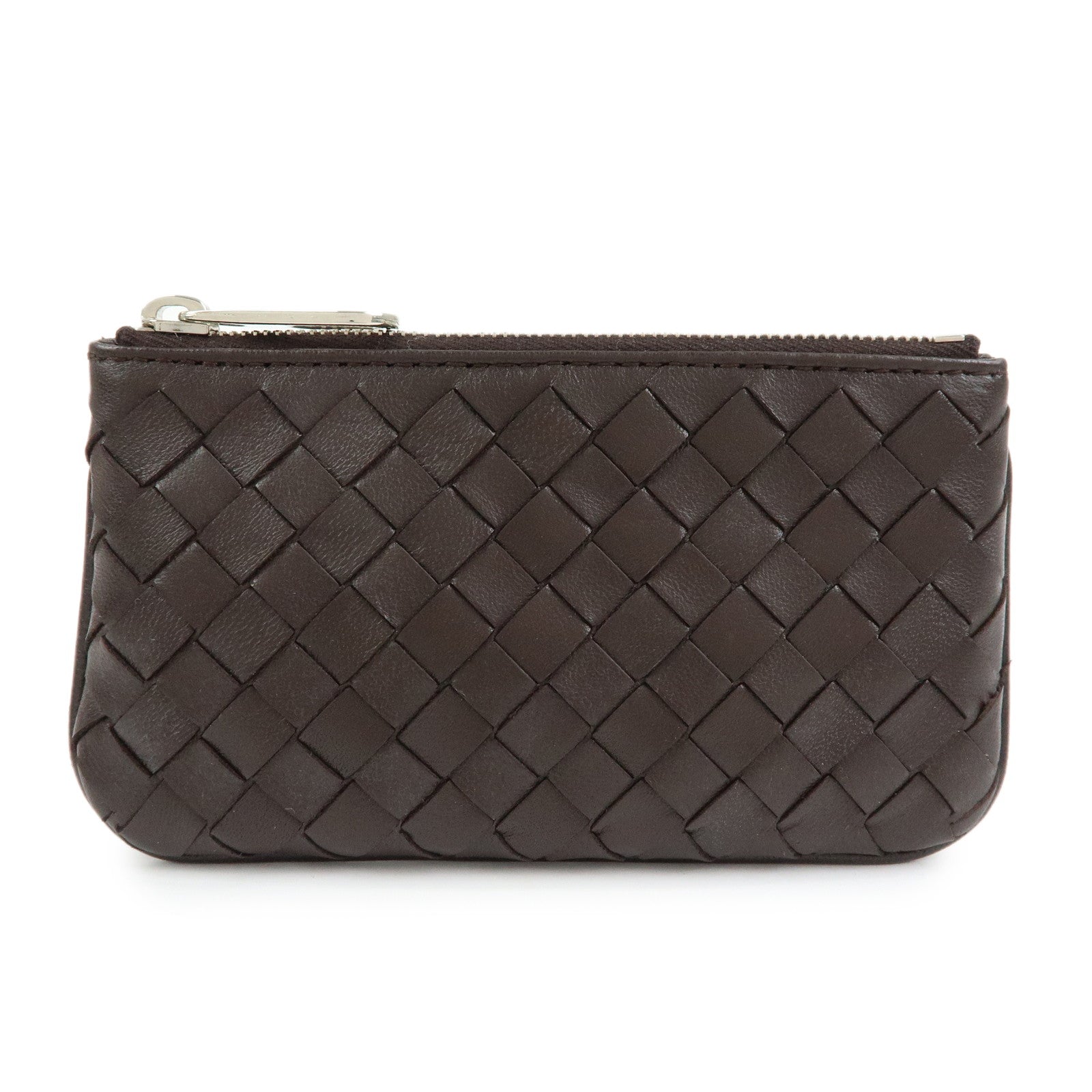 BOTTEGA VENETA Intrecciato Leather Coin Key Case Brown 131232