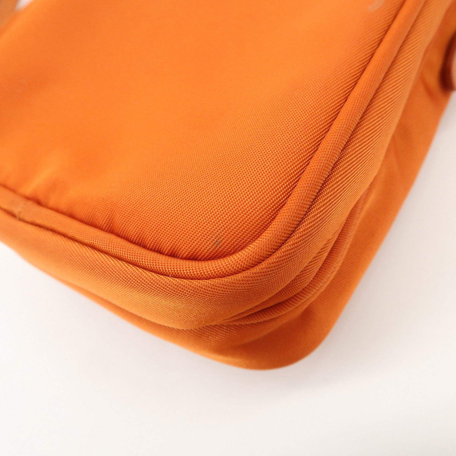 PRADA Triangle Logo Leather Nylon Smartphone Case Orange 2ZT012 Used