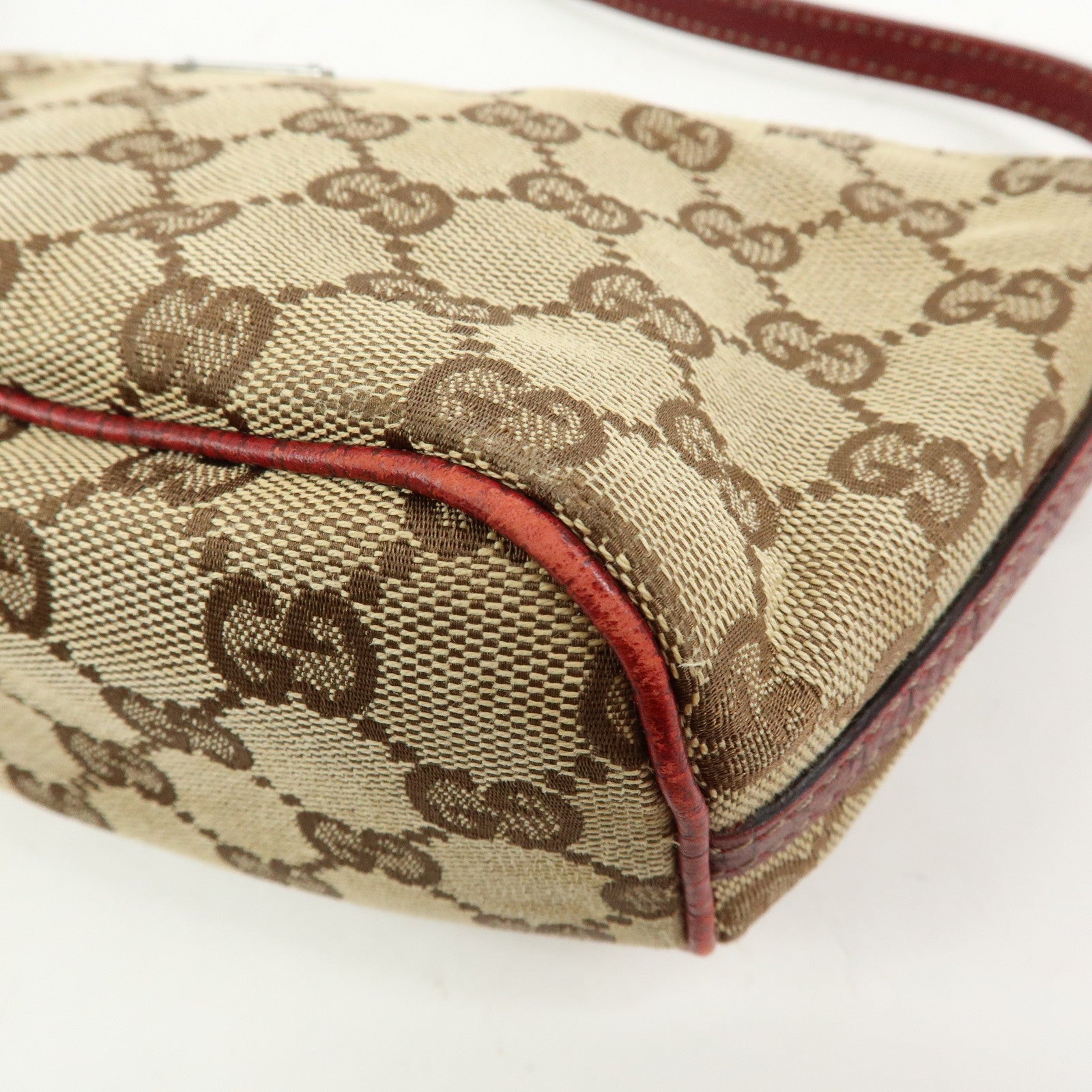 GUCCI Boat Bag GG Canvas Leather Hand Bag Accessory Pouch 07198