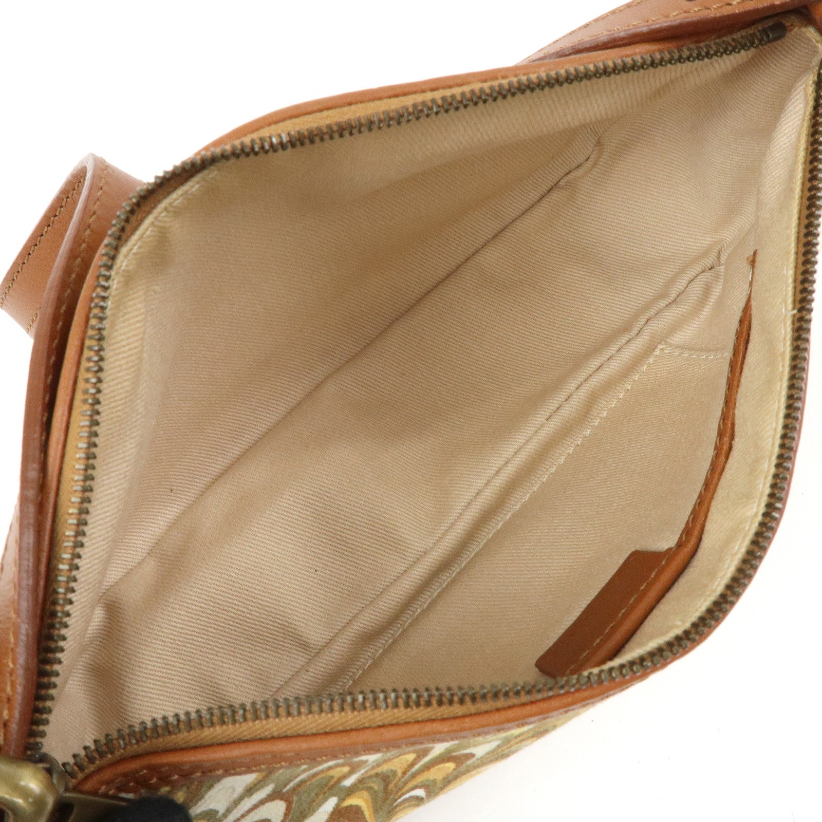 CELINE Canvas Leather Mini Hand Bag Brown Beige