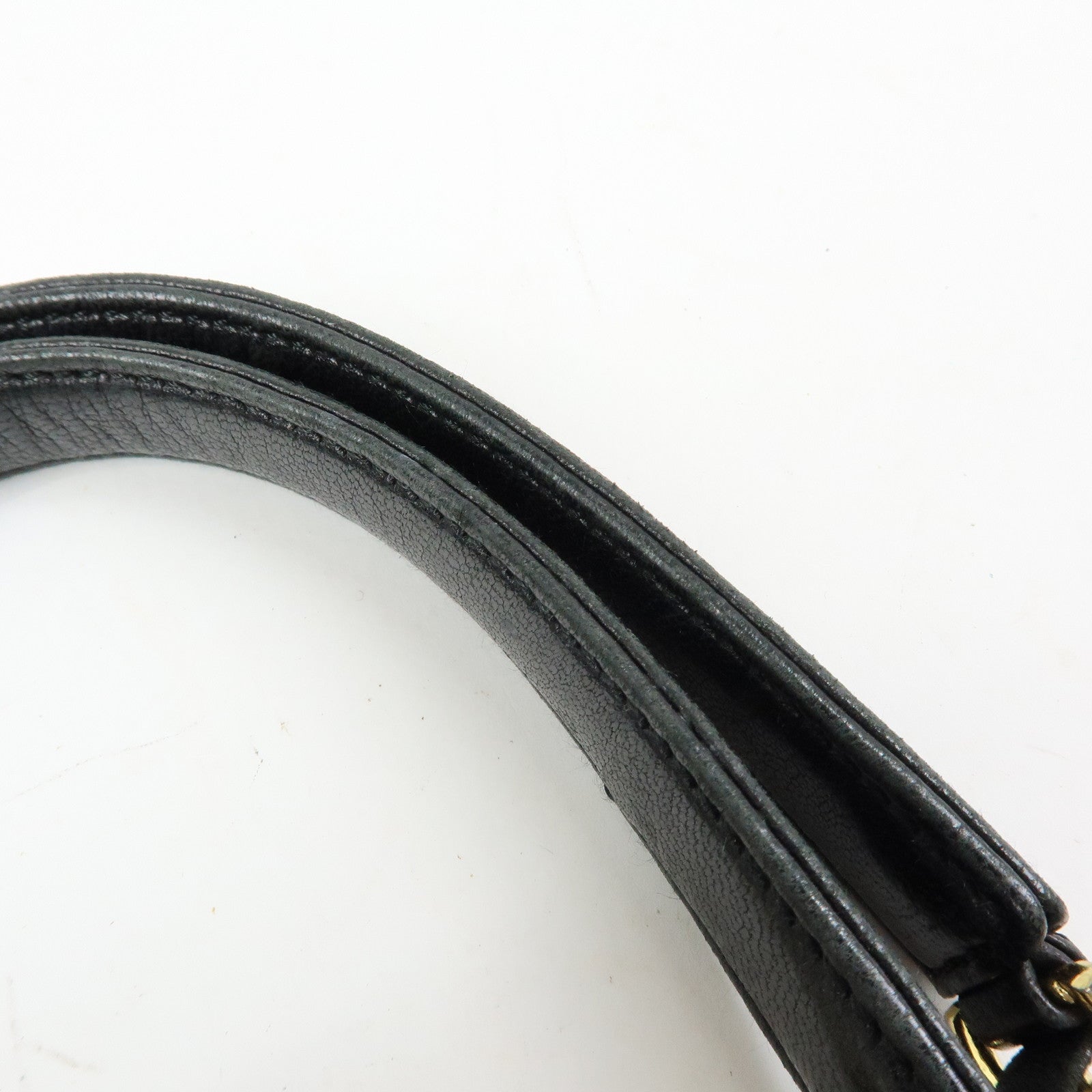 PRADA Triangle Logo Nylon Leather Chain Shoulder Bag Black B4394
