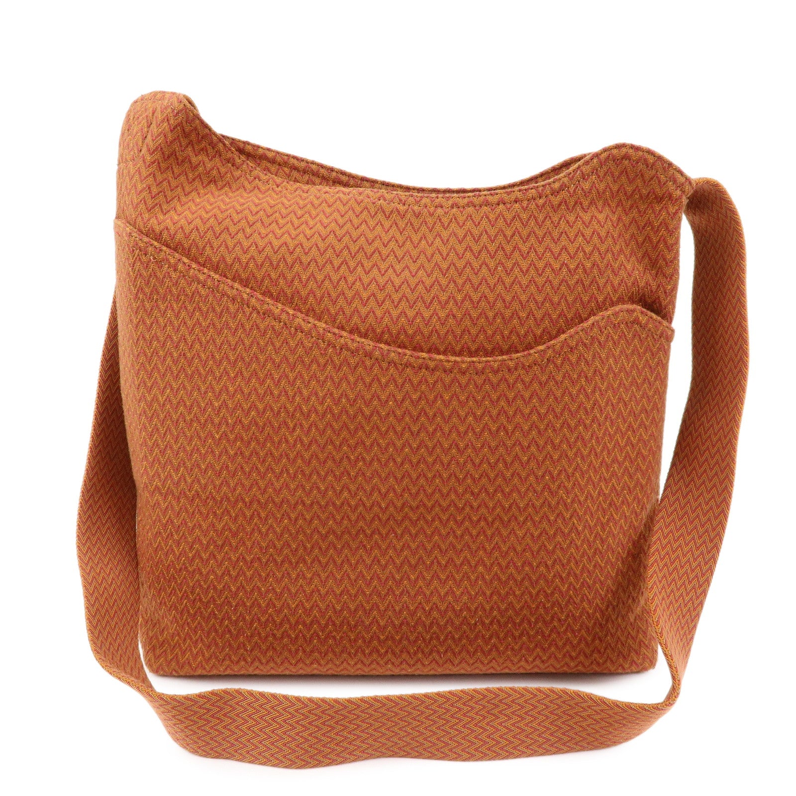 HERMES Sac de Pansage Canvas Shoulder Bag Crossbody Bag Orange