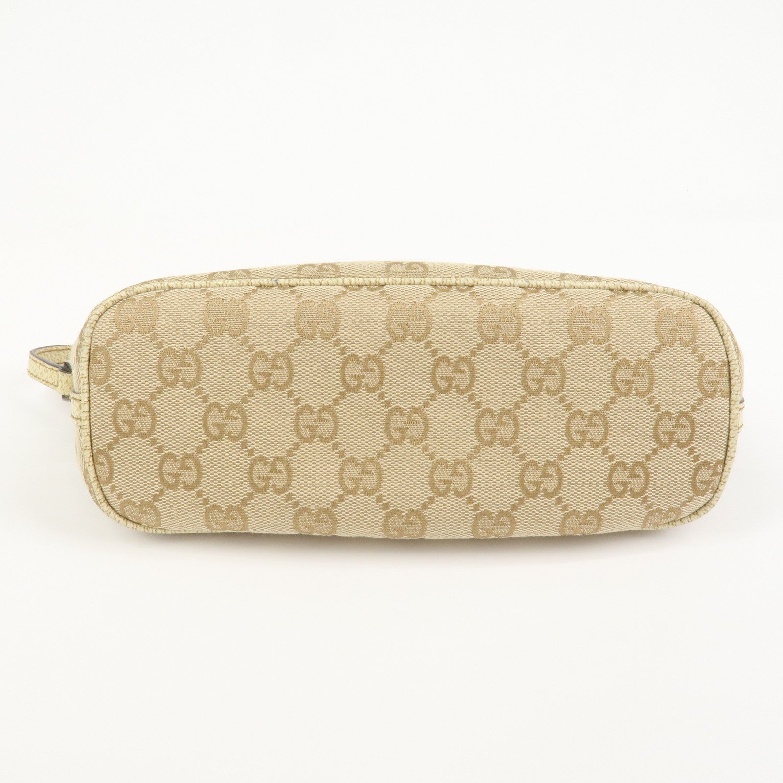 GUCCI Boat Bag GG Canvas Leather Hand Bag Beige 07198