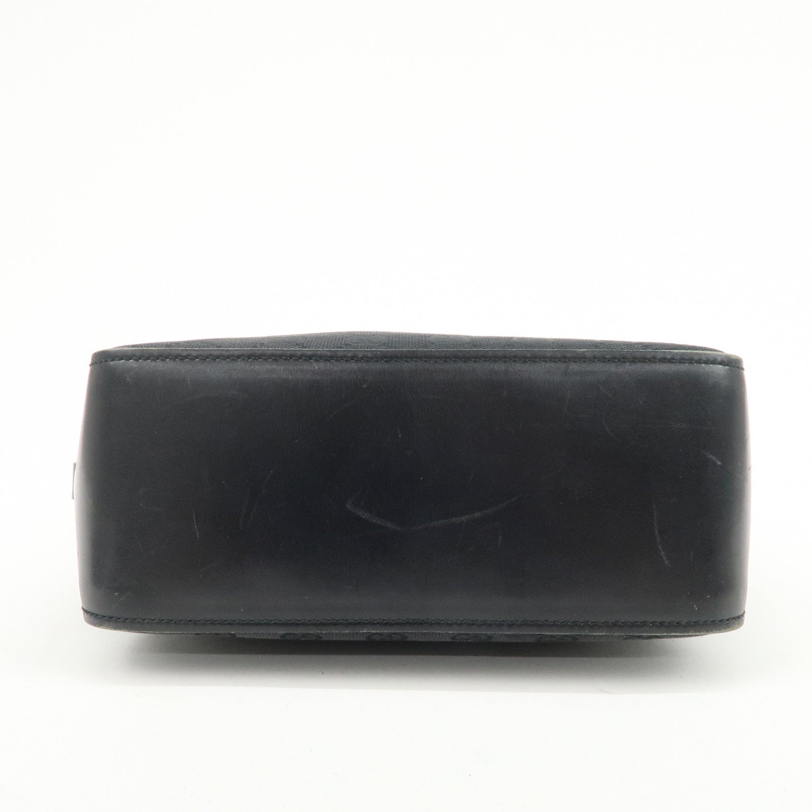 GUCCI GG Canvas Leather Tote Bag Hand Bag Shoulder Bag Black 107757