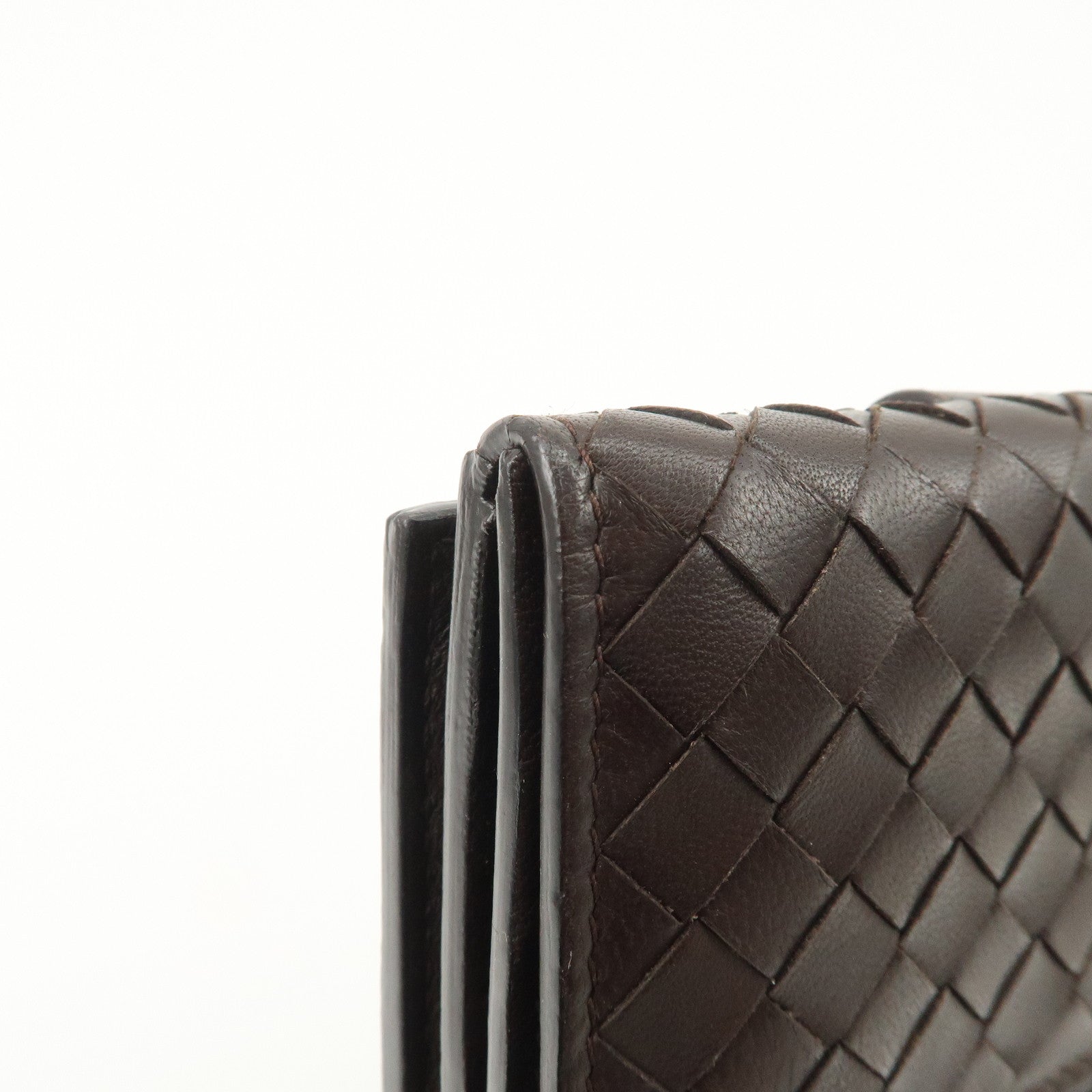 Bottega Veneta Intrecciato Leather Bi-fold Comact Wallet Brown