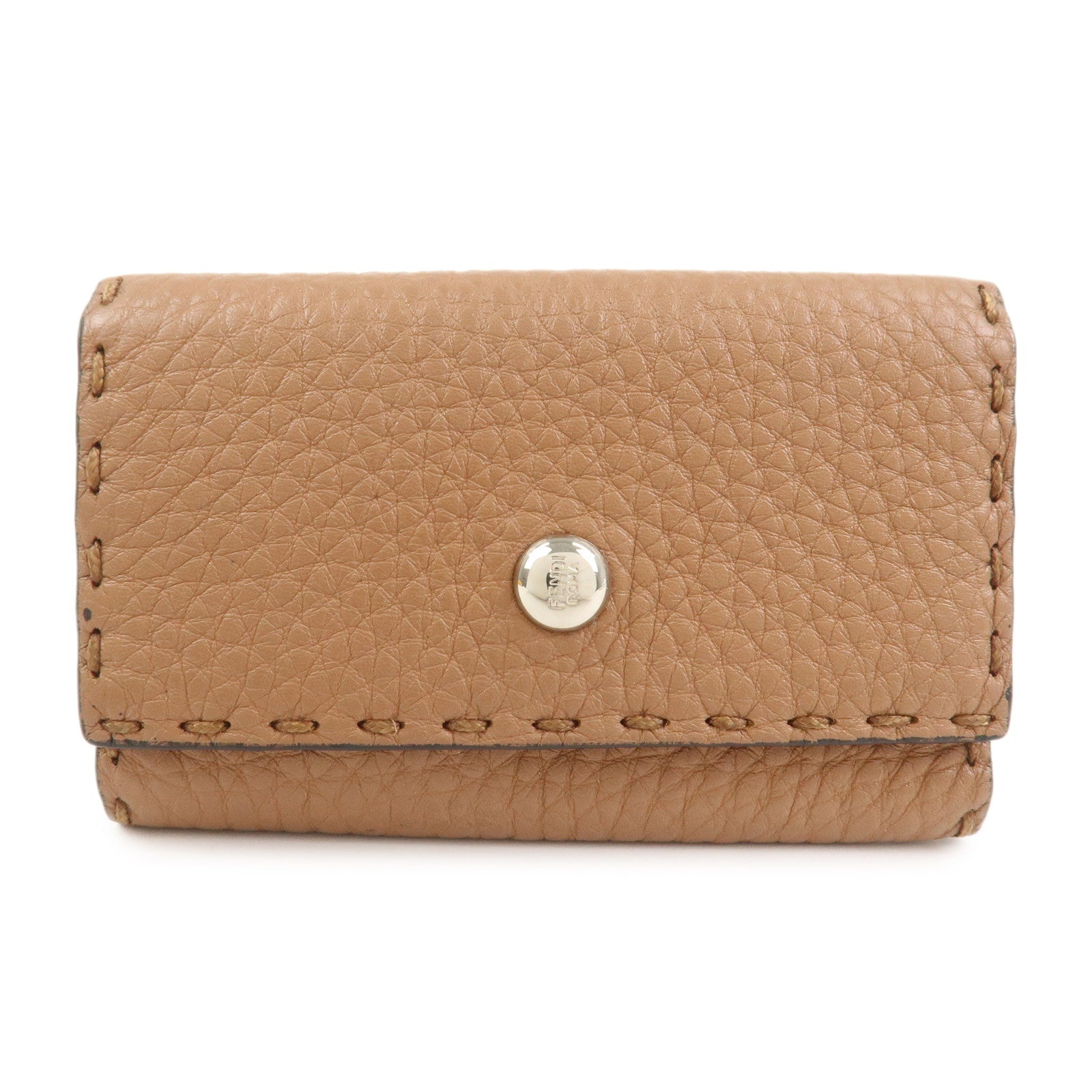 FENDI Selleria Leather 6 Rings Key Case 8AP079 Brown