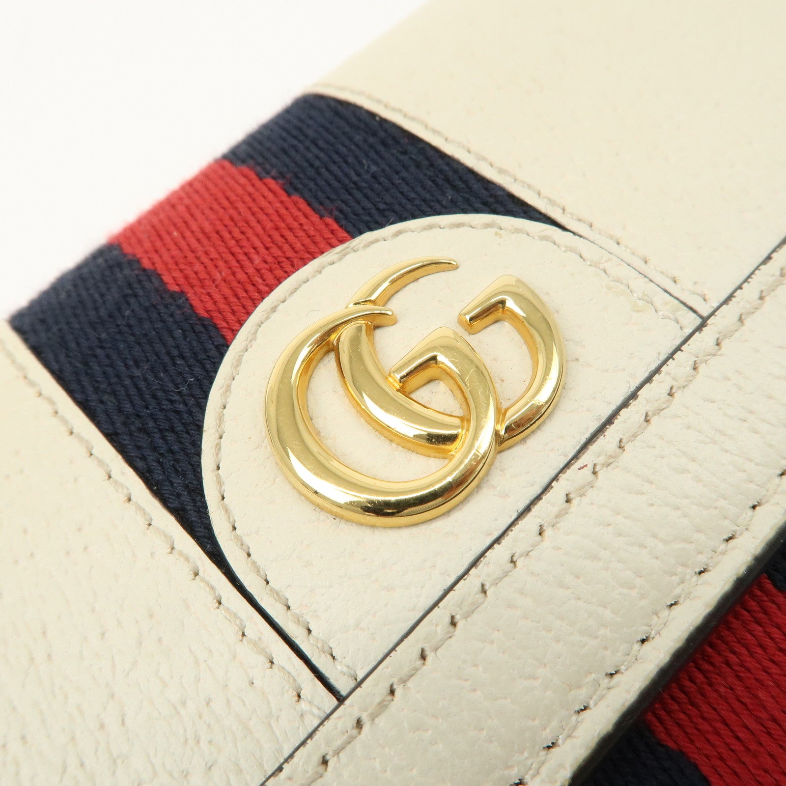 GUCCI Ophidia Sherry GG Marmont Leather Bi-fold Long Wallet Ivory 523153