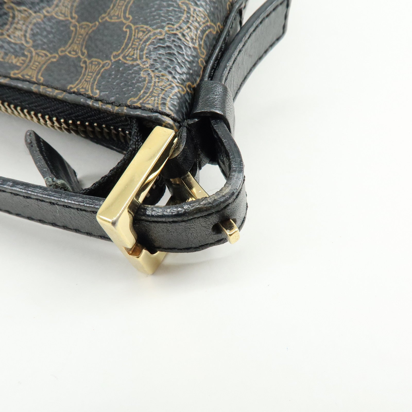 CELINE Macadam PVC Leather Shoulder Bag Hand Bag Black Brown