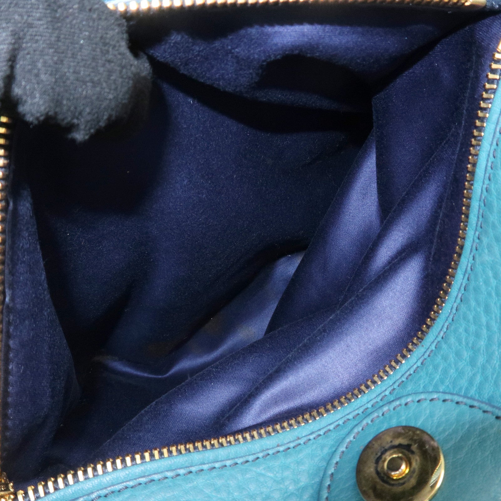 MIU MIU Logo Leather 2Way Bag Hand Bag Shoulder Bag Blue RR1905