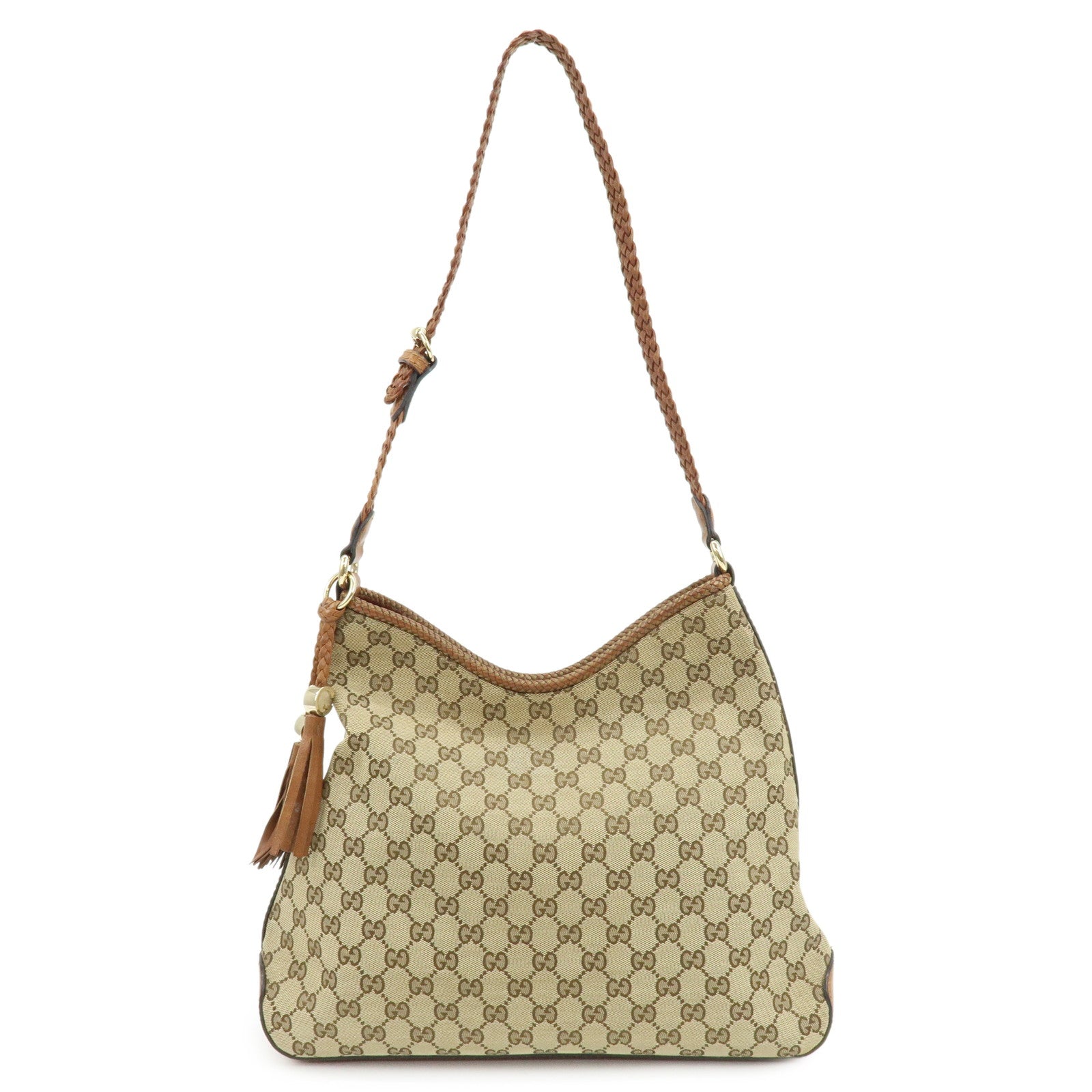 GUCCI Marrakech GG Canvas Leather Shoulder Bag Brown 257026