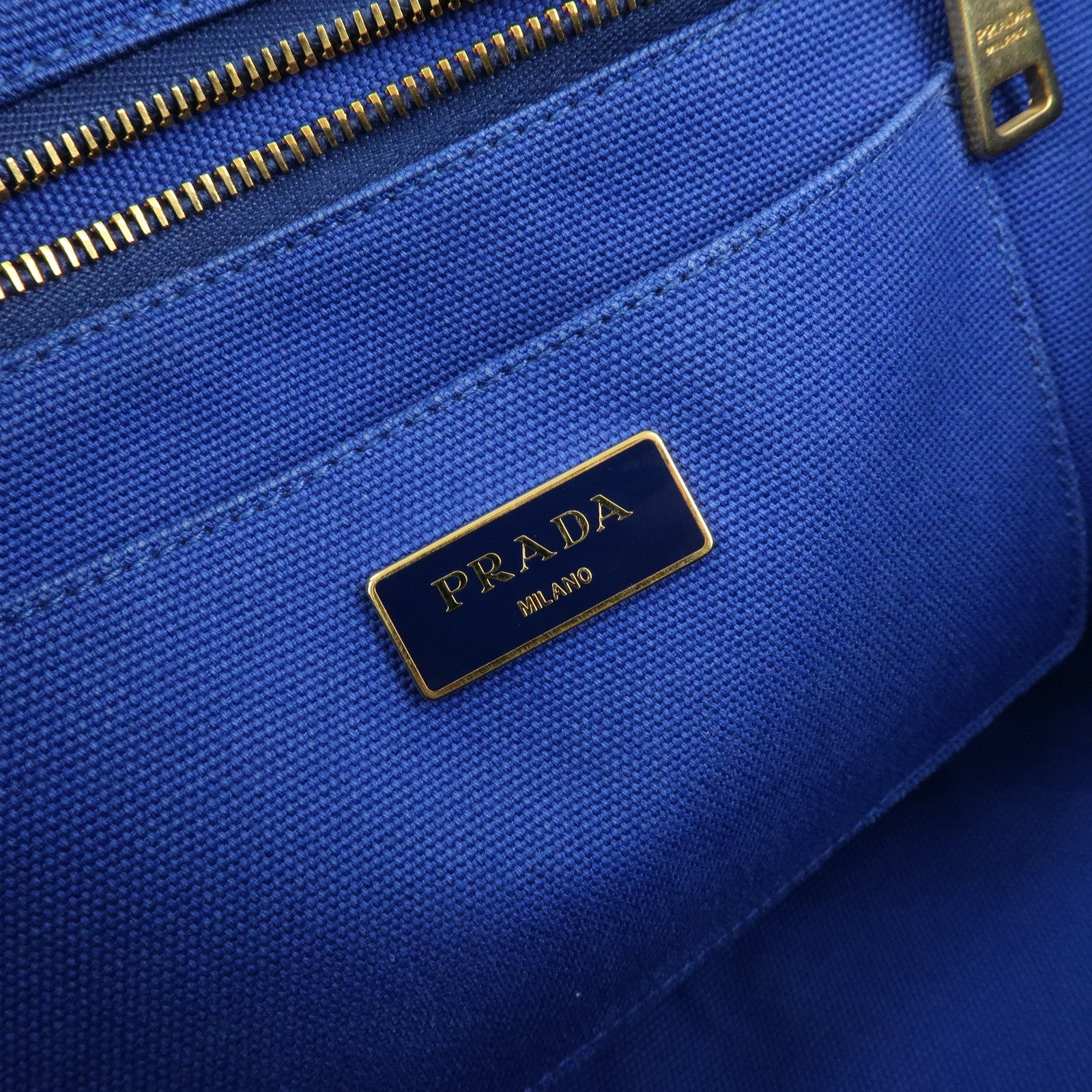 PRADA Triangle Logo Canapa Canvas 2Way Bag Tote Bag Blue BN2642
