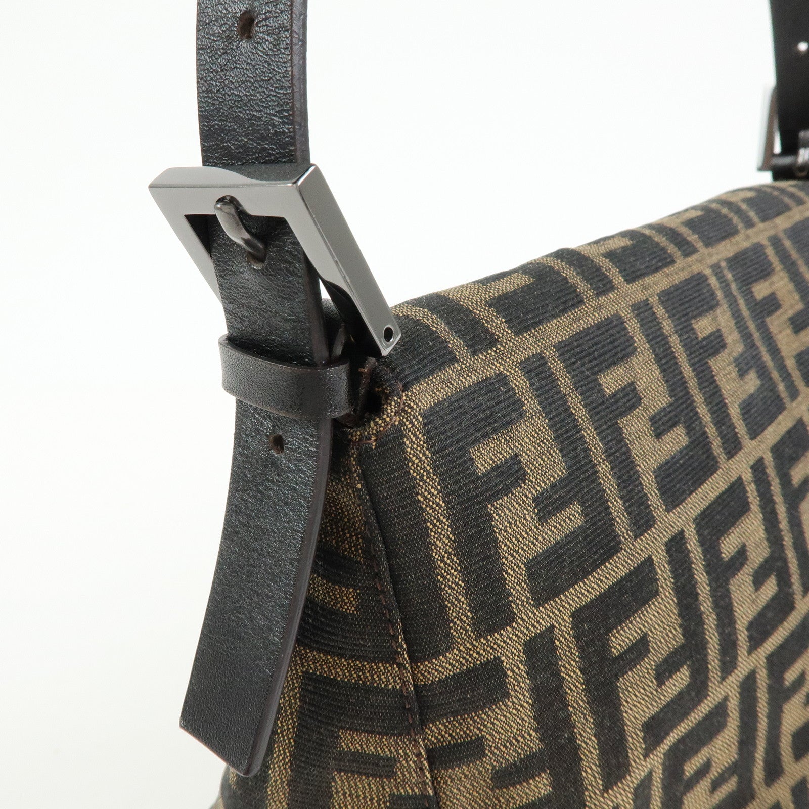 FENDI Zucca Mamma Baguette Canvas Leather Shoulder Bag 8BR004