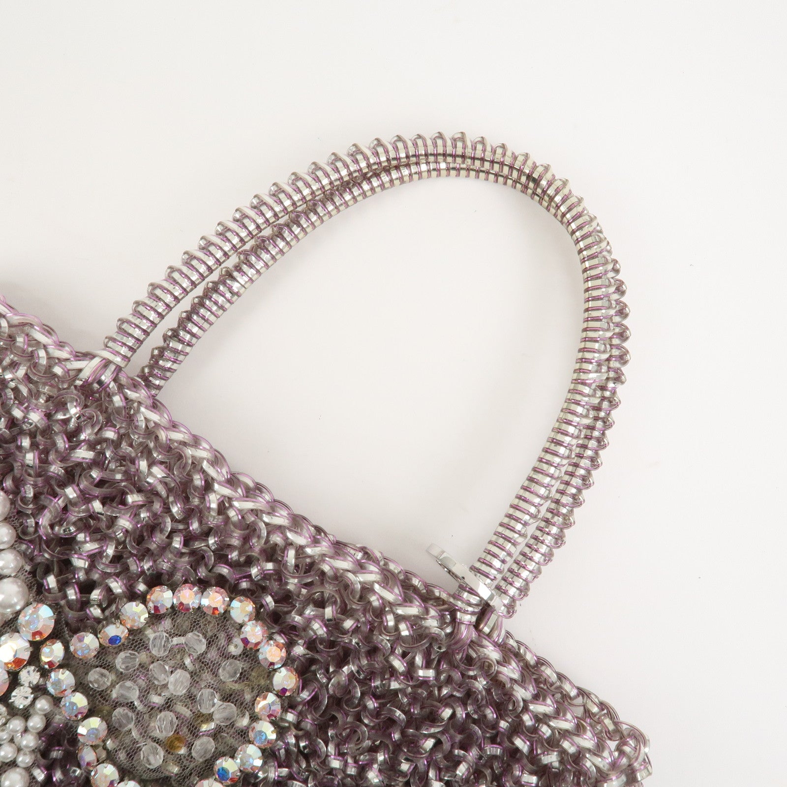 ANTEPRIMA PVC Wire Rhinestone Hand Bag Ribbon Pink