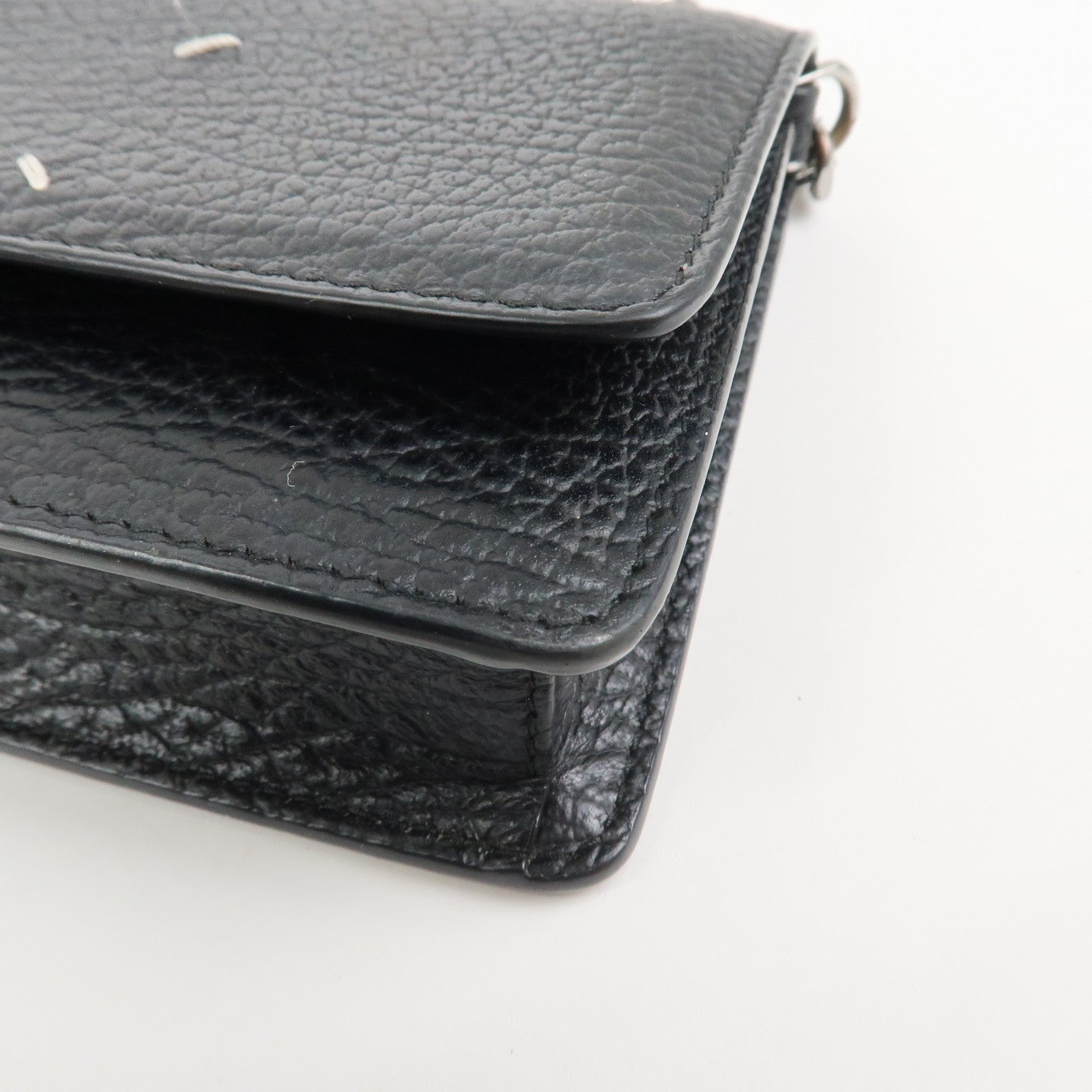 Maison Margiela Leather Shoulder Bag 4 Stitches Chain Wallet Black