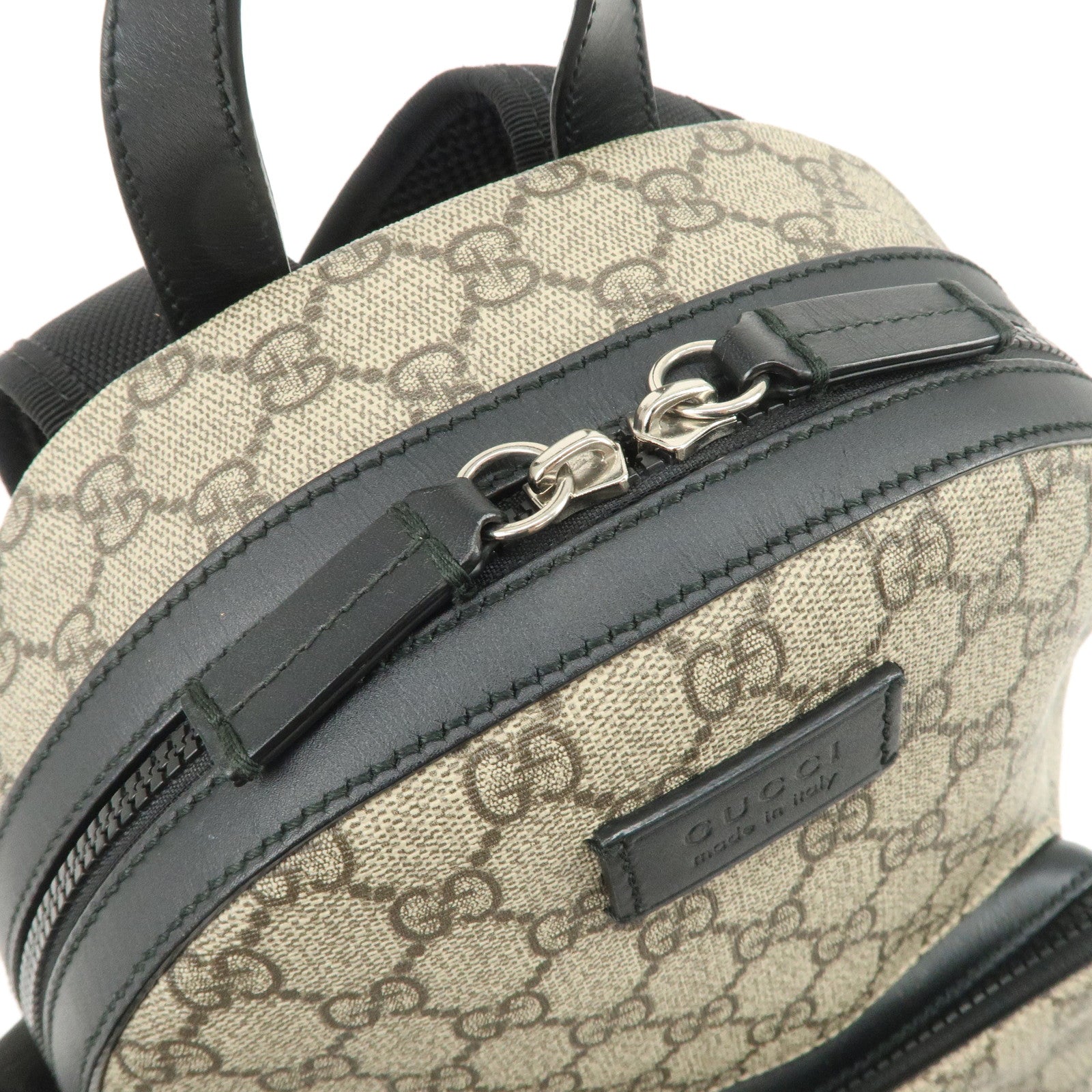 GUCCI GG Supreme Nylon Leather Backpack Rucksack Beige Black 429020