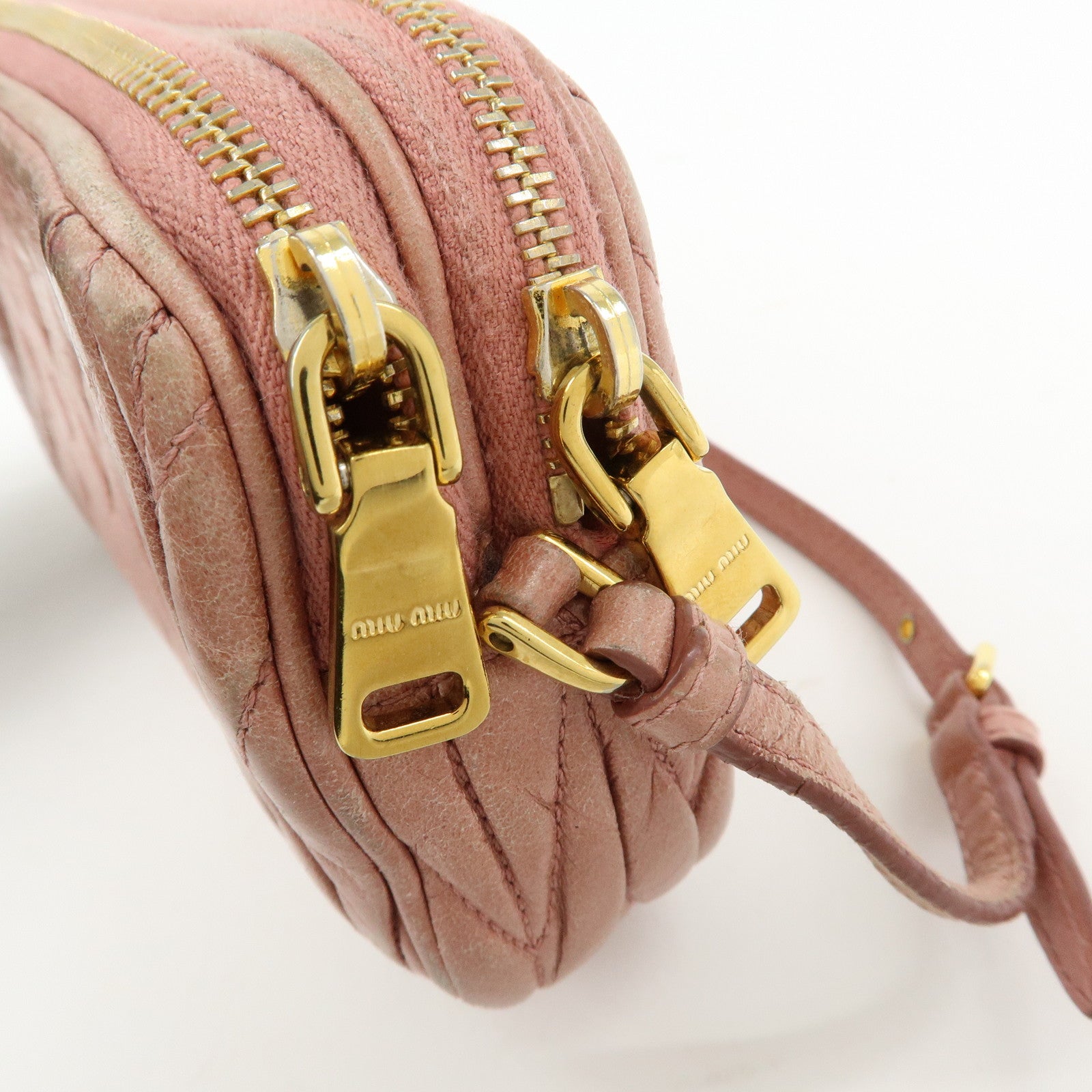 MIU MIU Matelasse Leather Hand Bag Accessory Pouch Pink