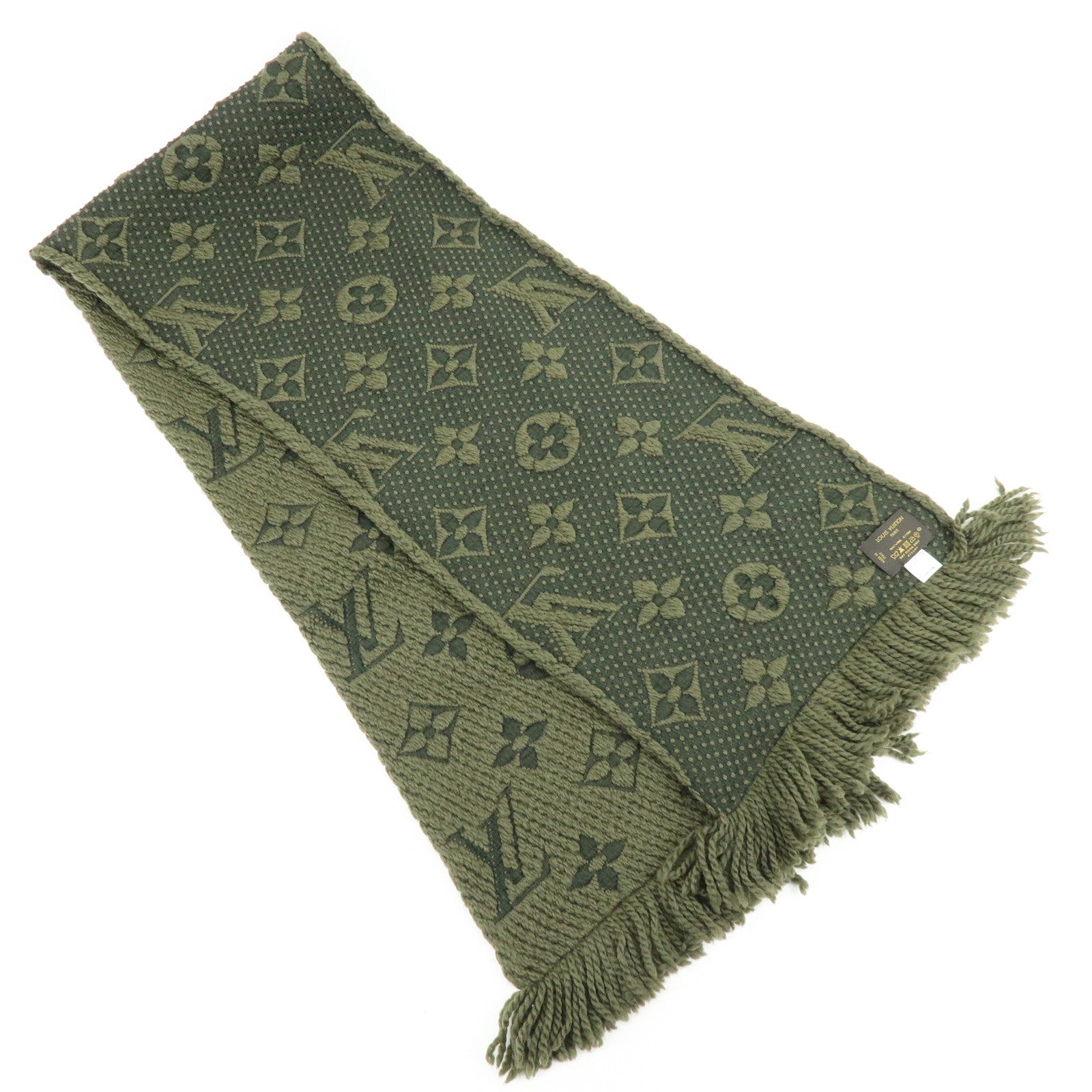 Louis Vuitton Echarpe Logomania Wool Silk Scarf Khaki 413287