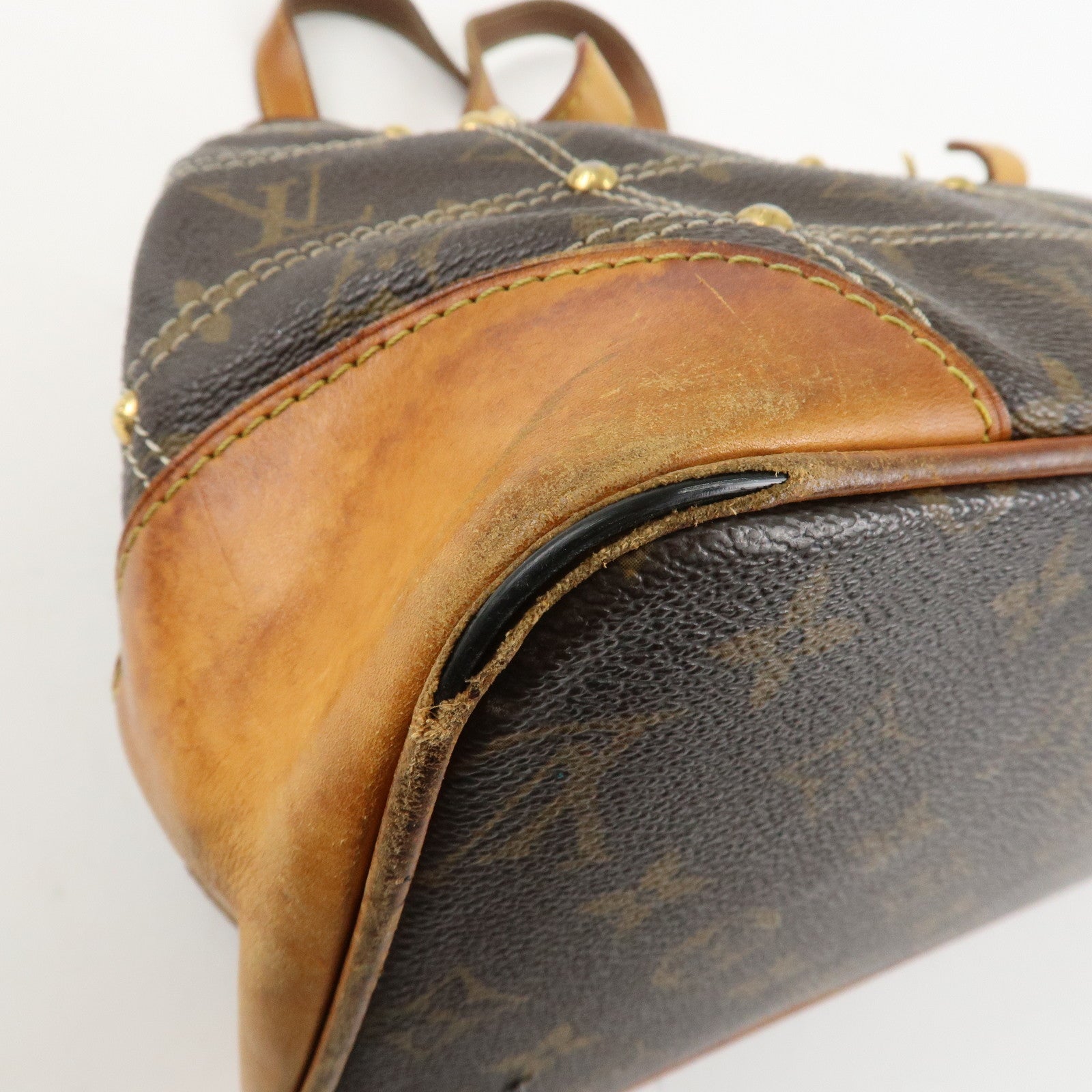 Louis Vuitton Monogram Canvas Rivet Hand Bag Shoulder Bag M40140 Used