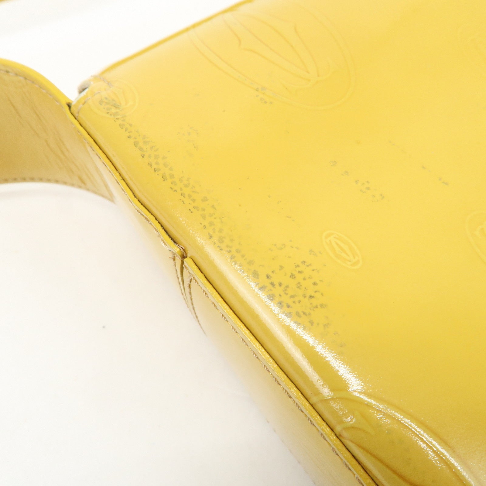 Cartier Happy Birthday Patent Leather Shoulder Bag Hand Bag Yellow