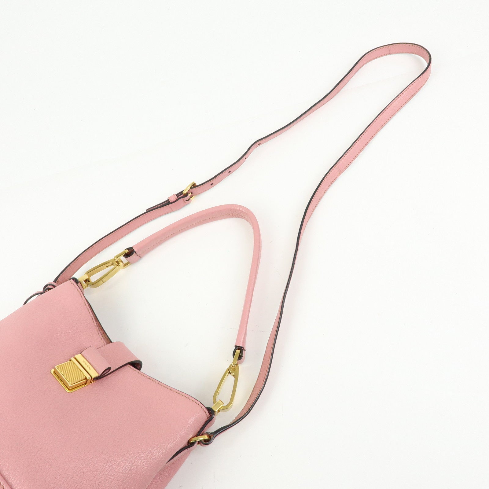 MIU MIU Madras Leather 2Way Bag Hand Bag Shoulder Bag Pink