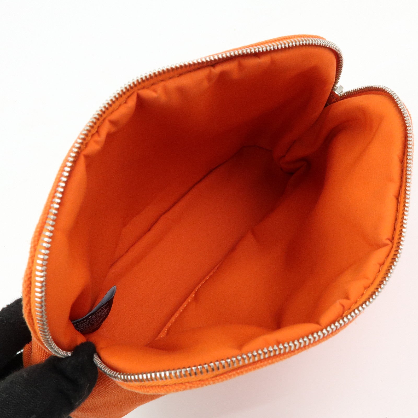 HERMES Bolide Pouch 20 Toile H Canvas Pouch Cosmetic Pouch Orange