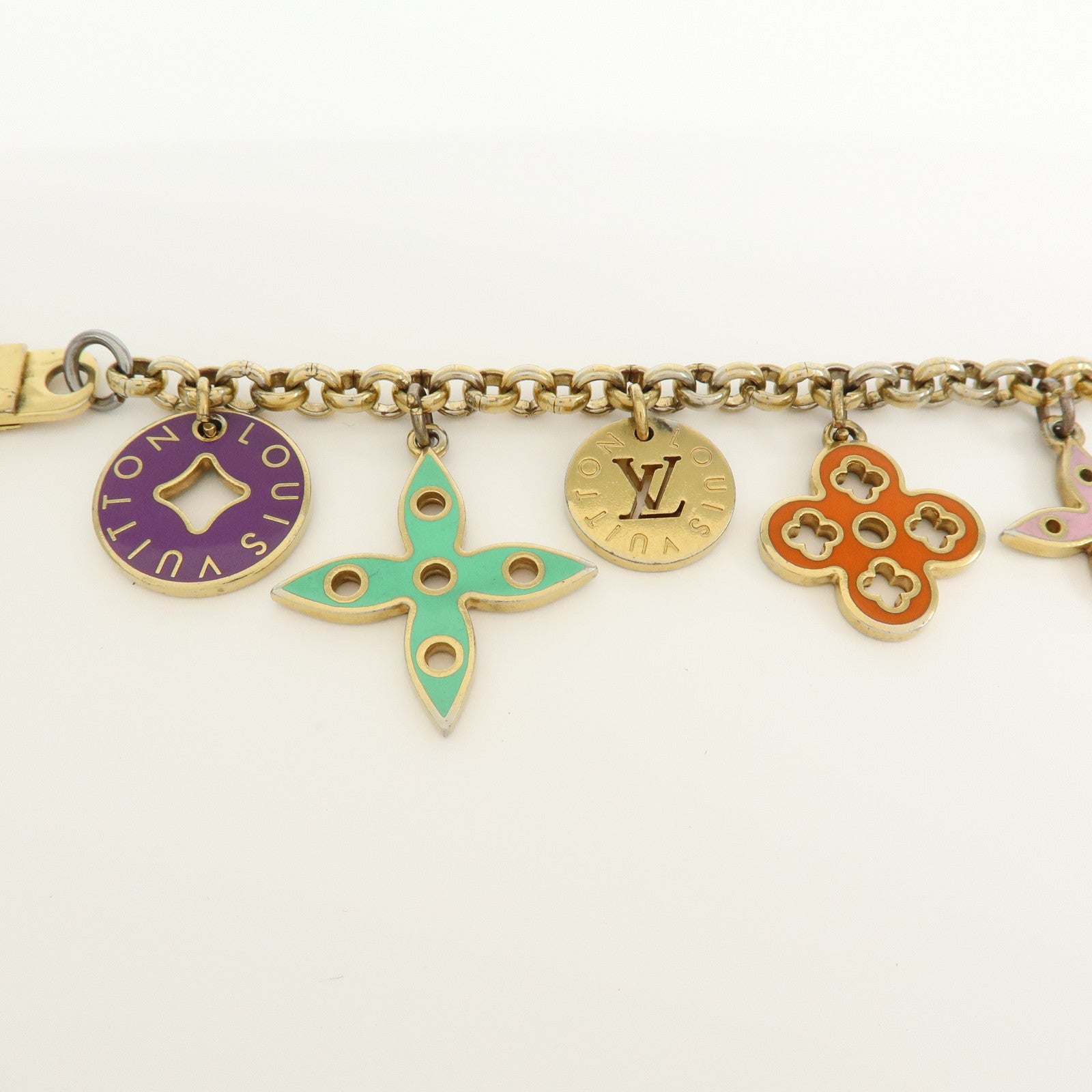 Louis Vuitton Logo Plate Metal Bag Charm Key Chain Silver M65367