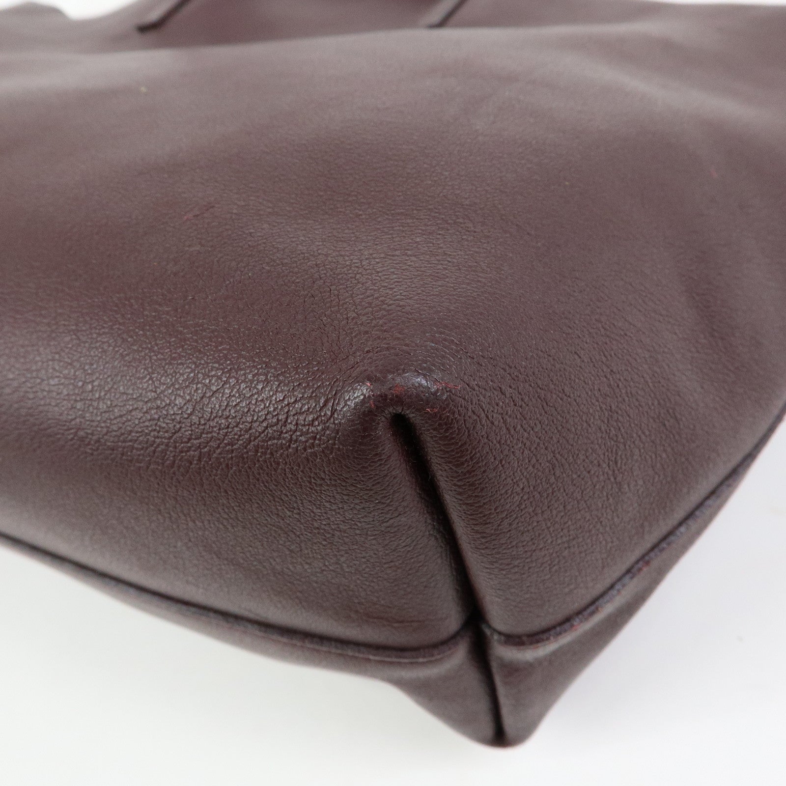 SAINT LAURENT PARIS Calf Leather Tote Shoulder Bag Bordeaux 394195
