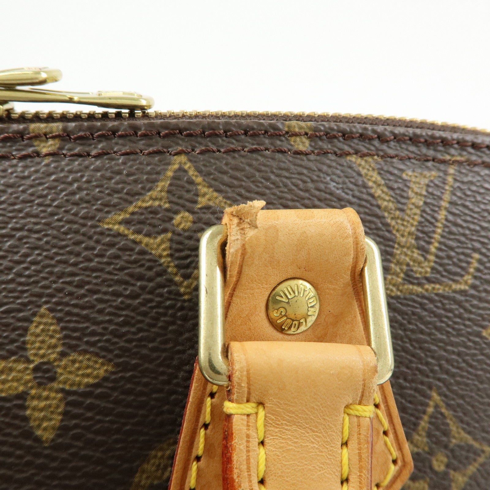 Louis Vuitton Monogram Canvas Leather Alma Hand Bag Brown M51130