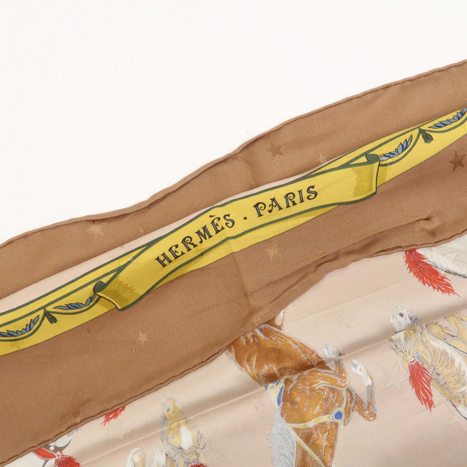 HERMES Carre 90 Silk 100% Scarf EN PISTE Brown