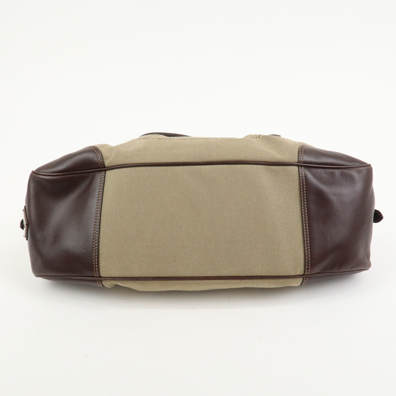 PRADA Logo Canvas Leather 2Way Bag Shoulder Bag Hand Bag Brown