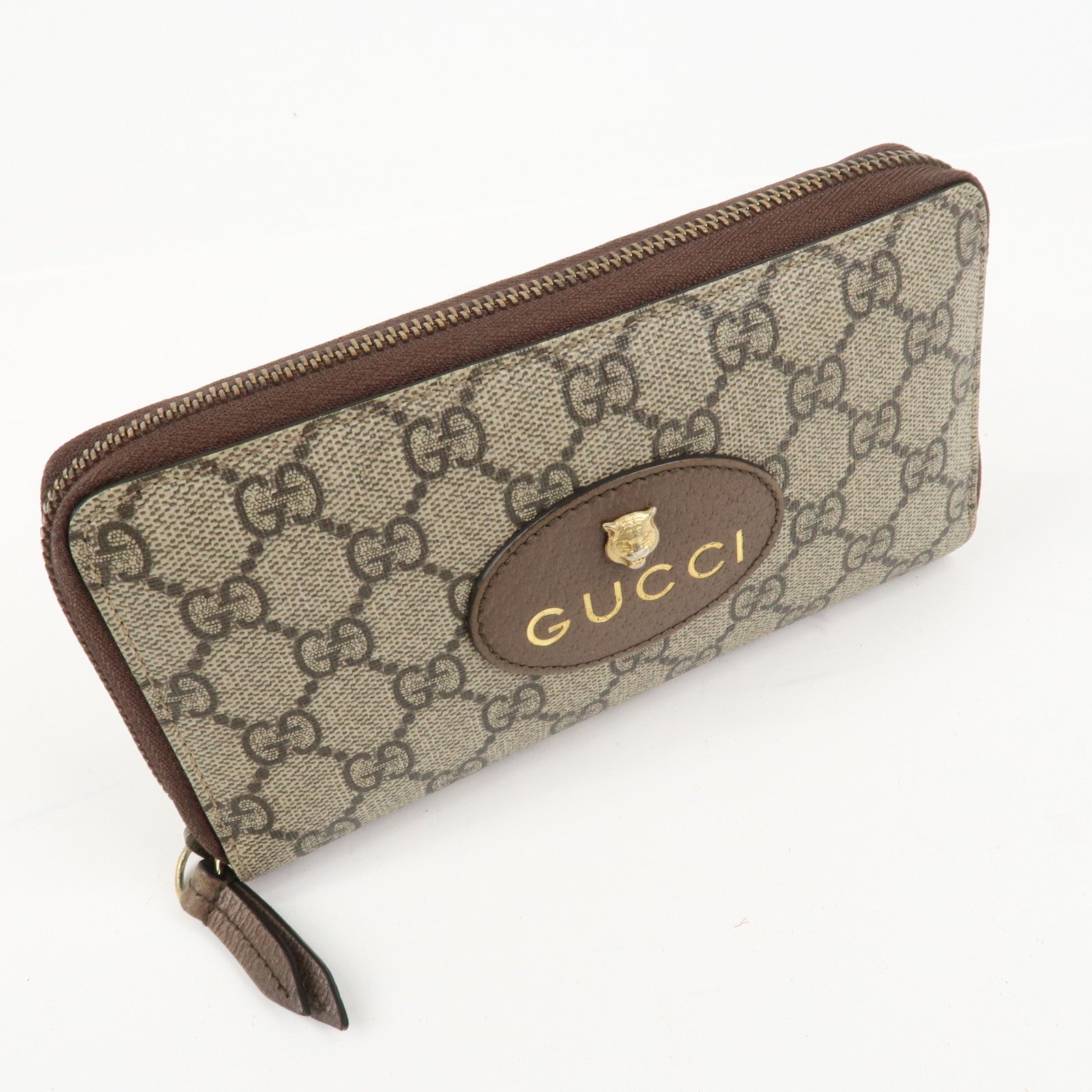GUCCI Neo Vintage GG Supreme Round Zippy Long Wallet Beige 473953