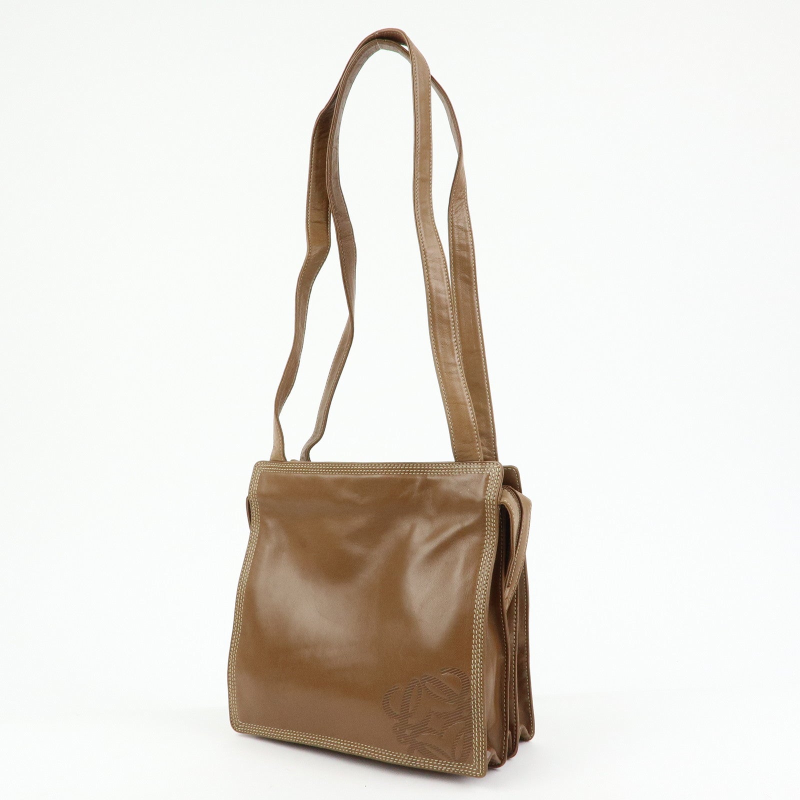 LOEWE Anagram Nappa Leather Shoulder Bag Hand Bag Brown