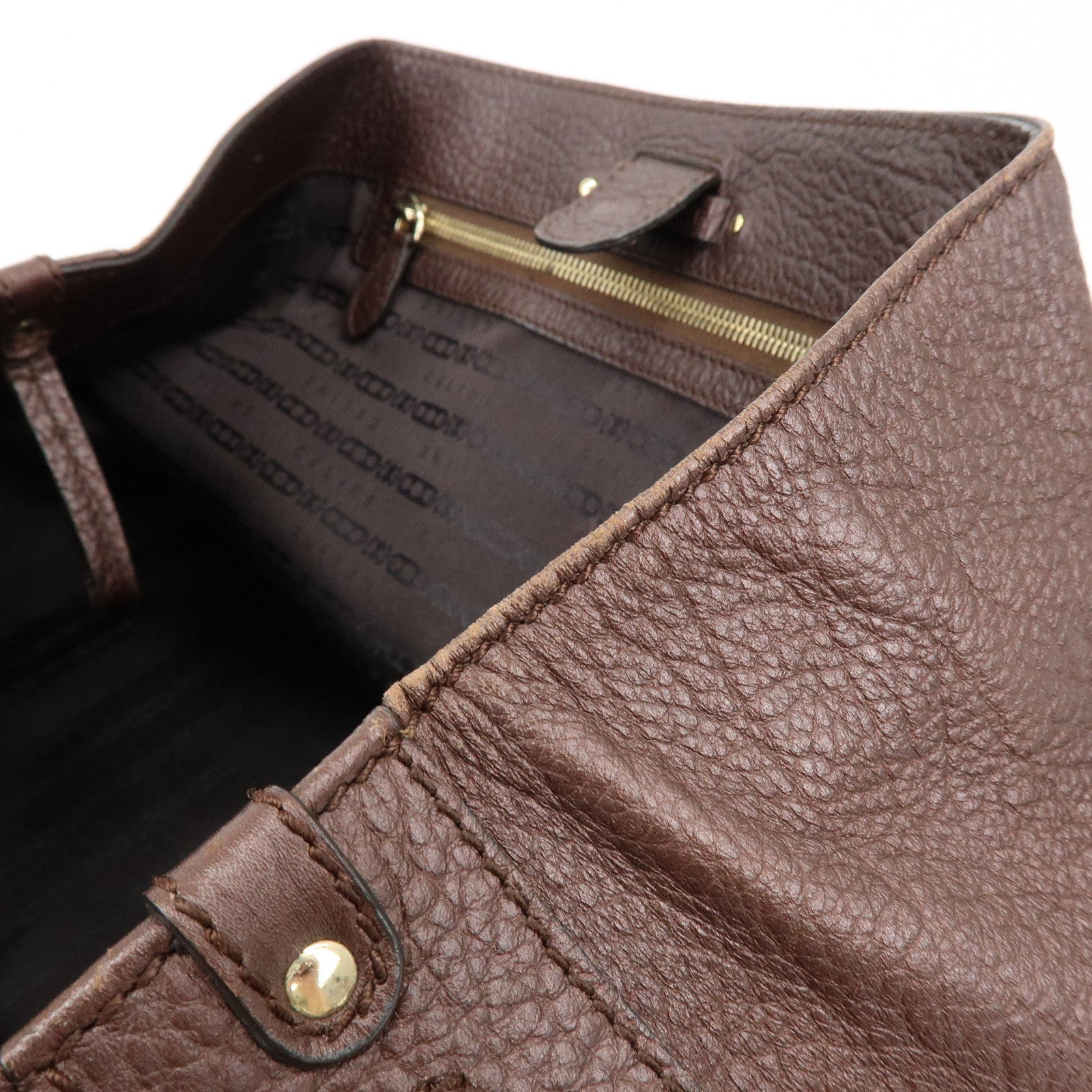 CELINE Triomphe Leather Tote Bag Hand Bag Shoulder Bag Brown