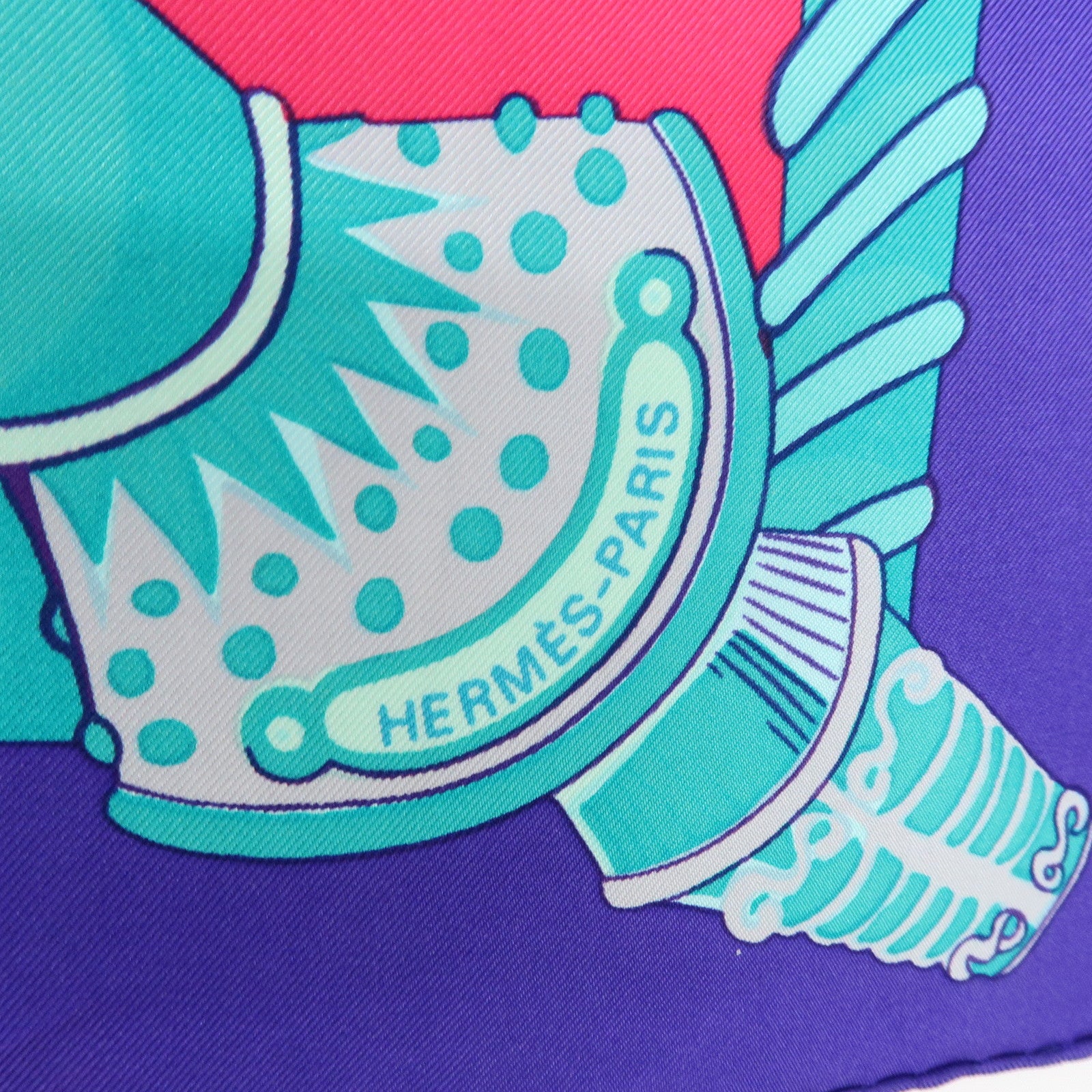 HERMES Carre 90 Silk 100% Etendards et Bonnieres Scarf Purple Blue