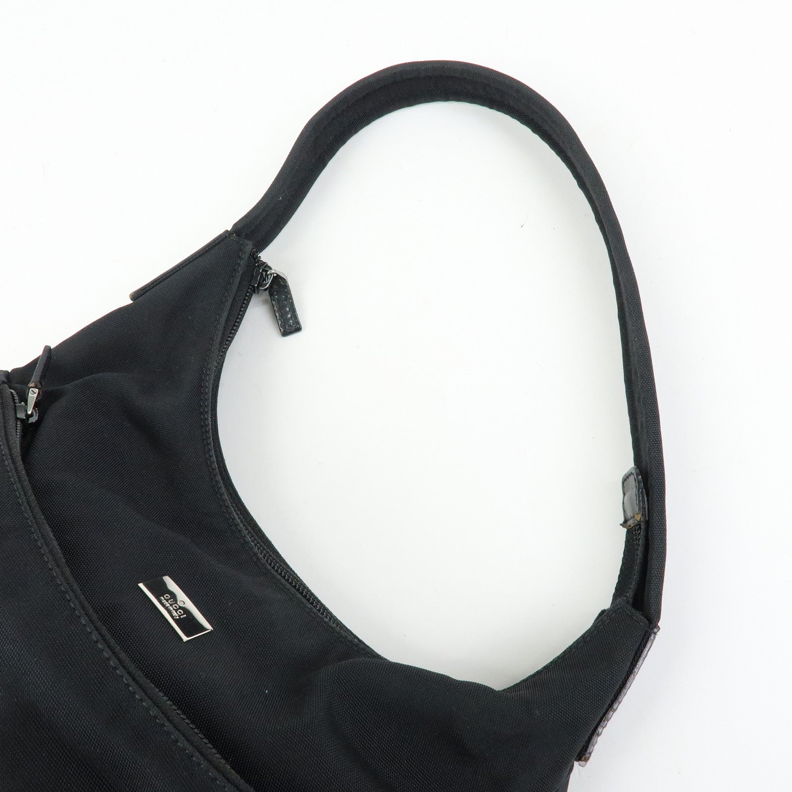 GUCCI Logo Nylon Leather Shoulder Bag Black 001・3386
