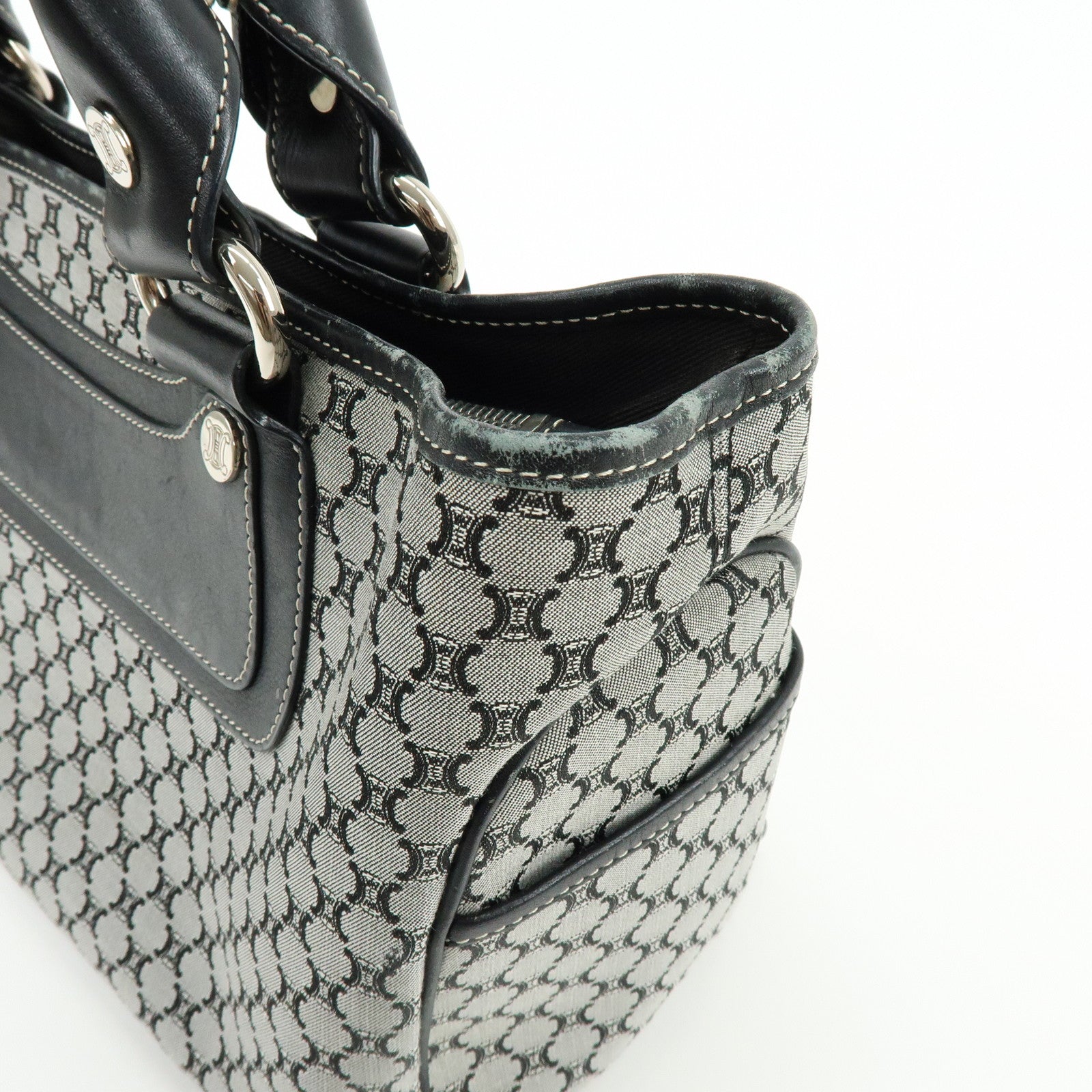 CELINE Macadam Canvas Leather Boogie Bag Hand Bag Navy