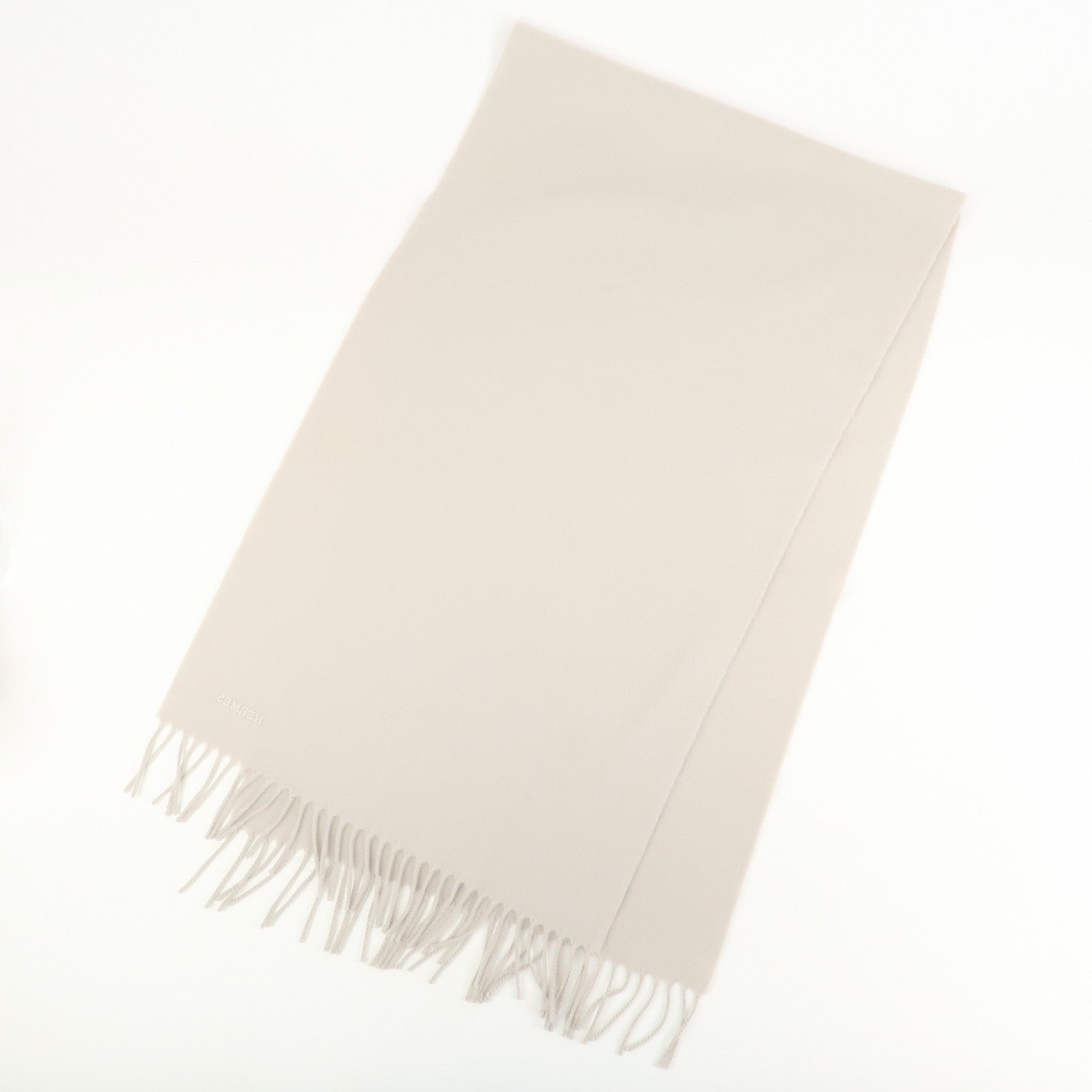 HERMES Cashmere 100% Scarf Stole Ivory