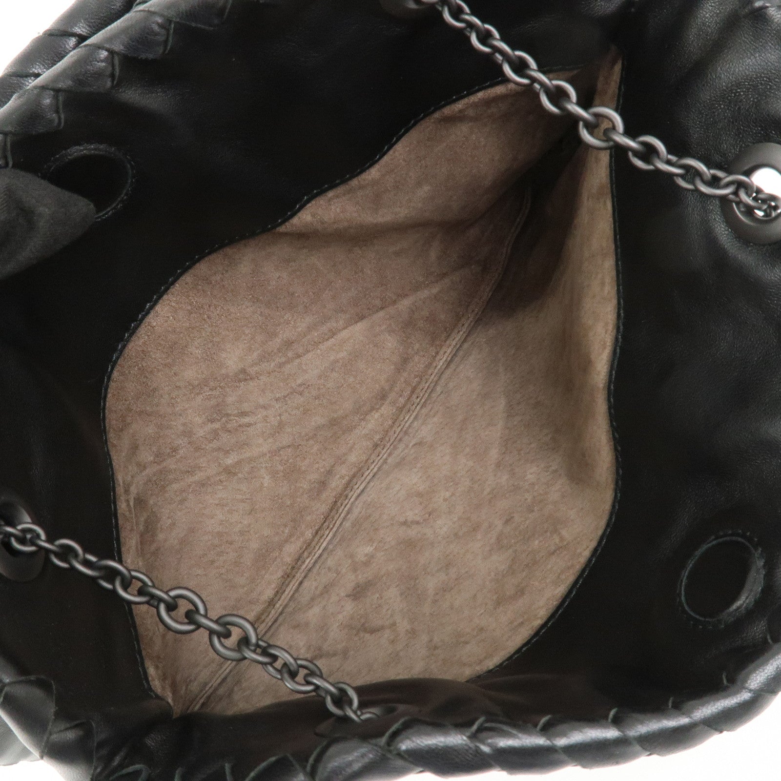 BOTTEGA VENETA Intrecciato Leather Chain Shoulder Bag Black 293747