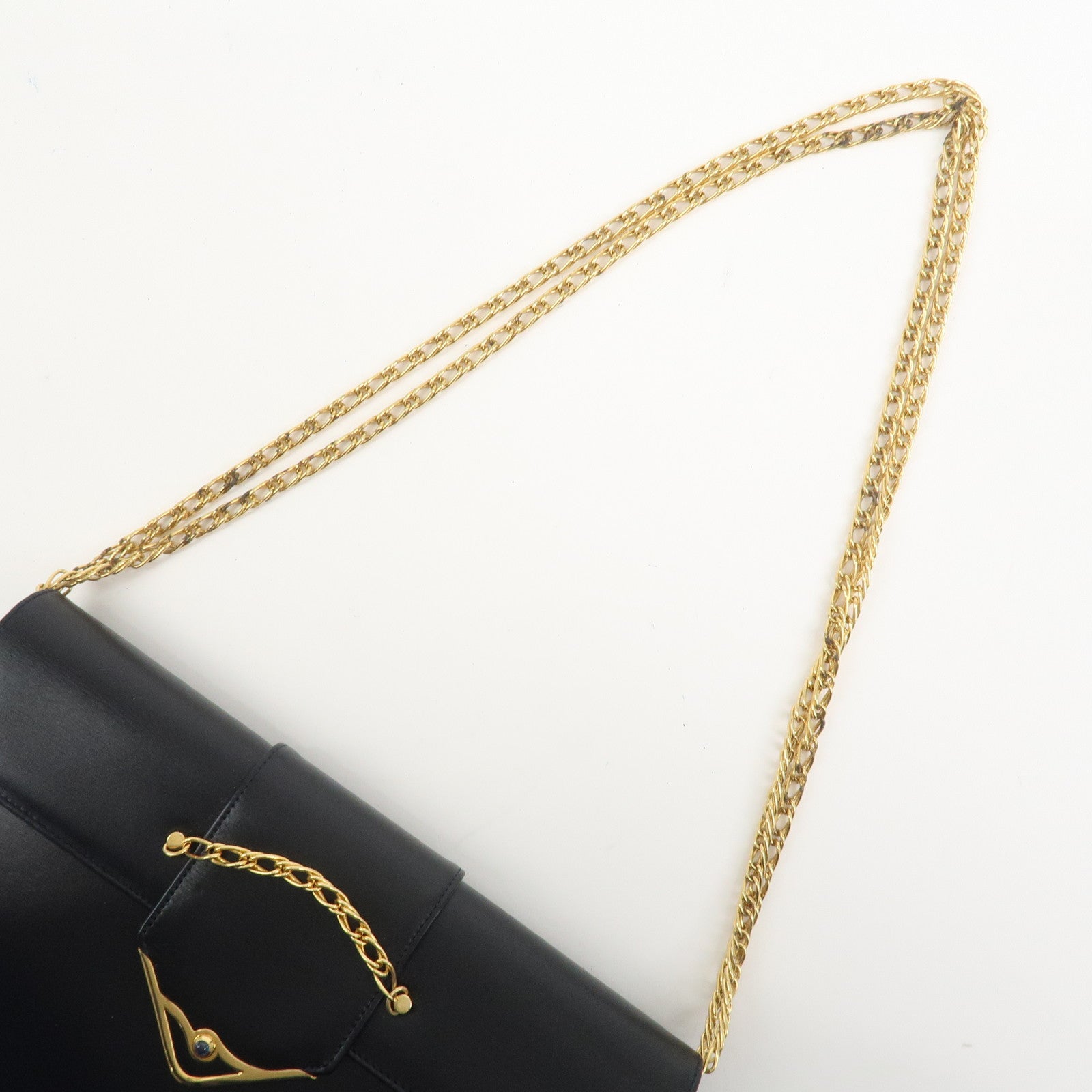 Cartier Sapphire Line Leather Sapphire Chain Shoulder Bag Black