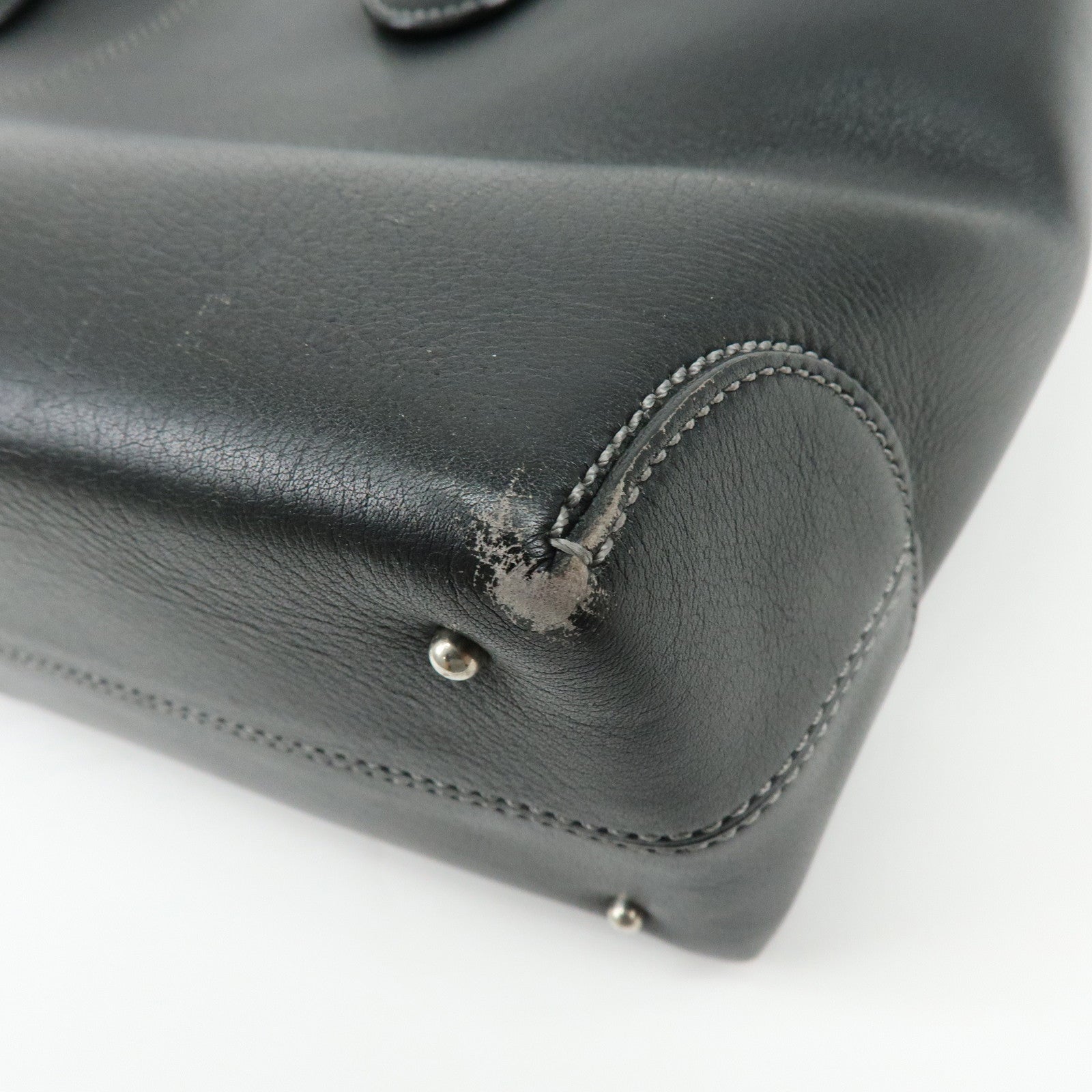 TOD'S Leather Stitch 2Way Bag Tote Bag Hand Bag Black
