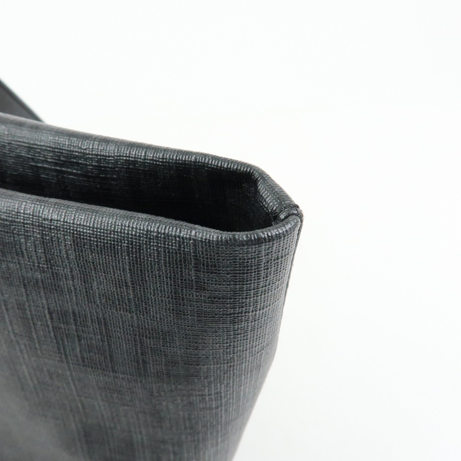 FENDI Zucchino PVC Leather Tote Bag Hand Bag Black 8BH215
