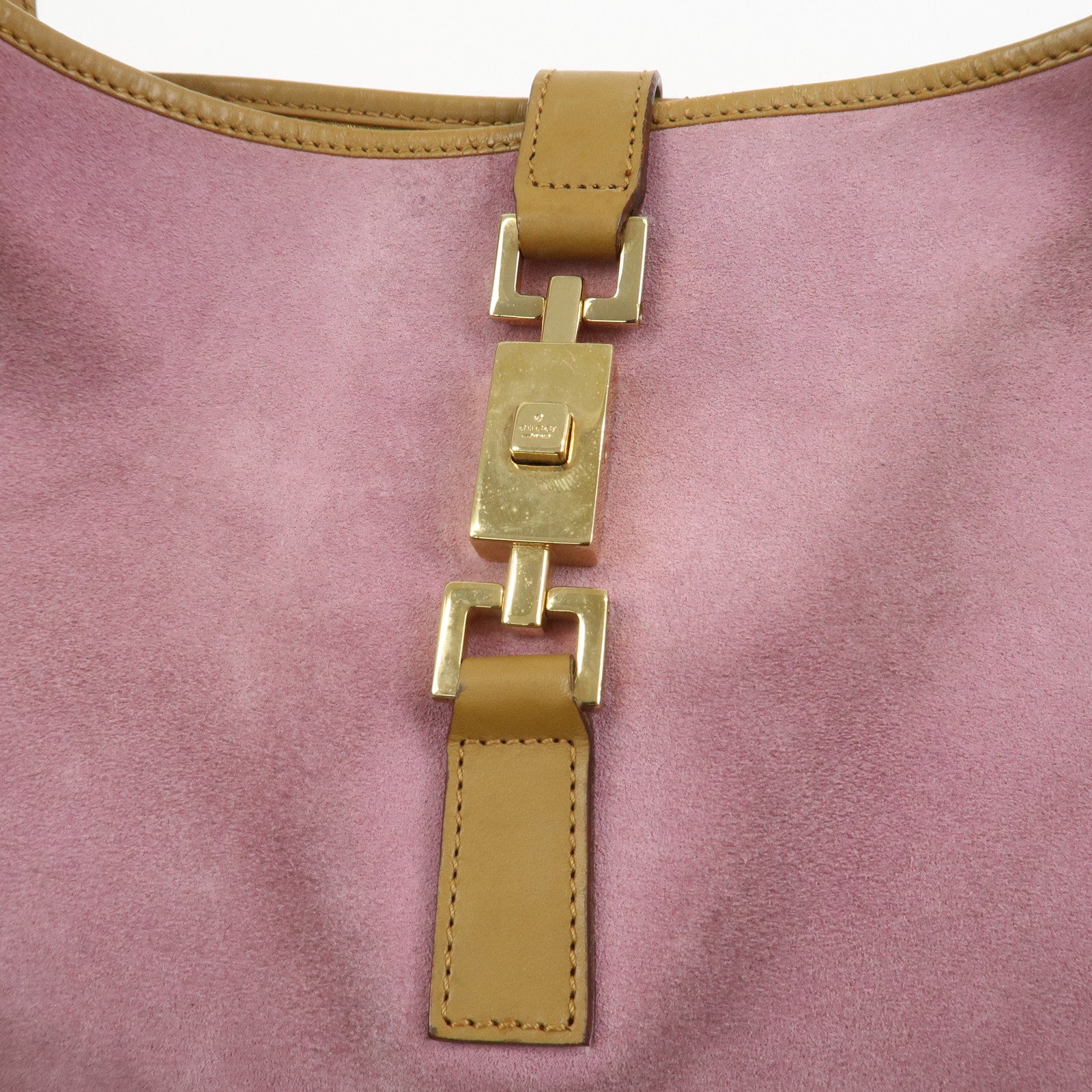 GUCCI Jackie Suede Shoulder Bag Hand Bag Pink Light Brown 001.3306