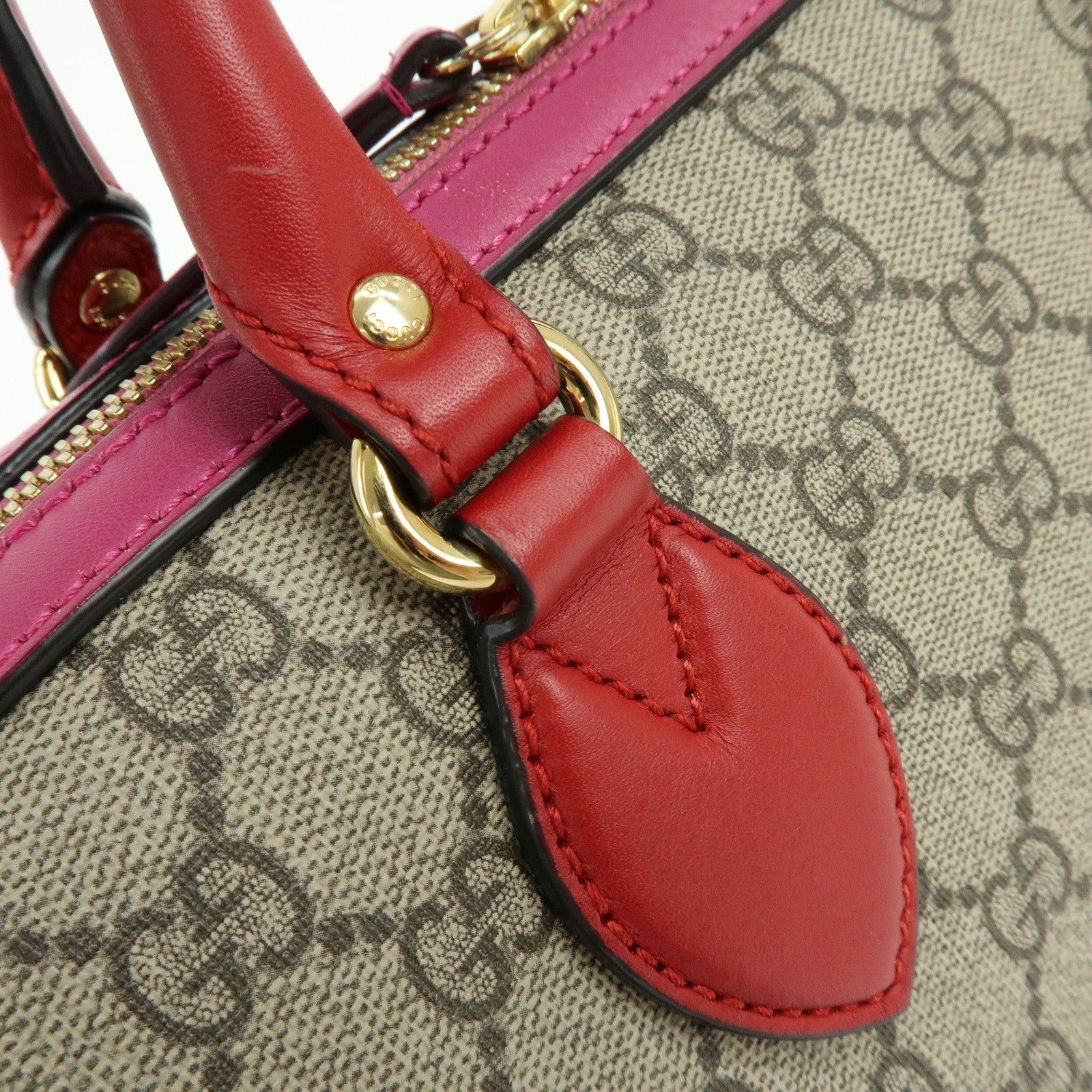 GUCCI GG Supreme Leather 2WAY Shoulder Bag Beige Red Pink 409529